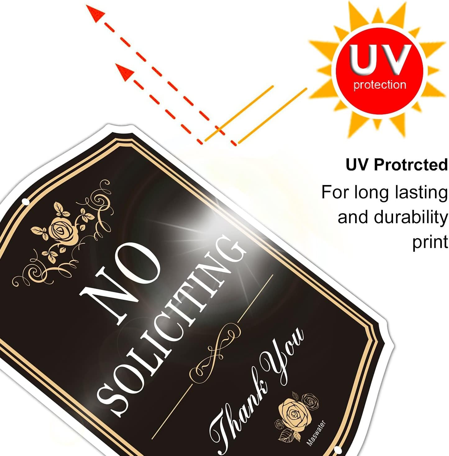 2 Pack No Soliciting Signs Private Property,12" X 10" Delicate Design Warning Mental Sign for House,Rust Free Aluminum,Durable Uv,Weather Resistant image number 1