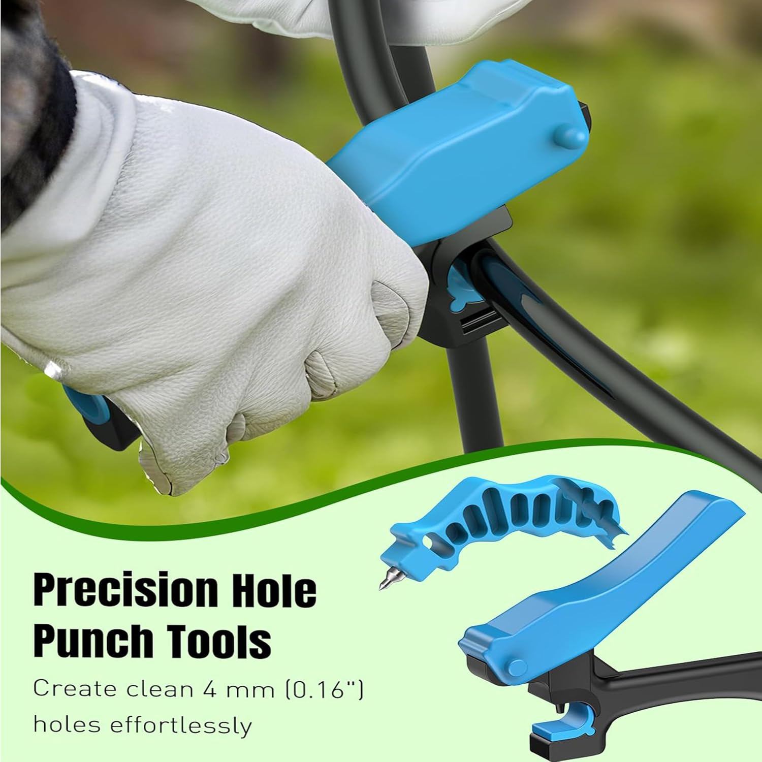 Drip Irrigation Punch Hole Tubing Cutter Tools,Heavy Duty 2-In-1 Drip Irrigation Hole Punch&Cutter Tool - Fits 1/4" Fitting,16/20/25Mm PE Pipes with Barbed Connectors (Includes 115 Irrigation Plugs) image number 4
