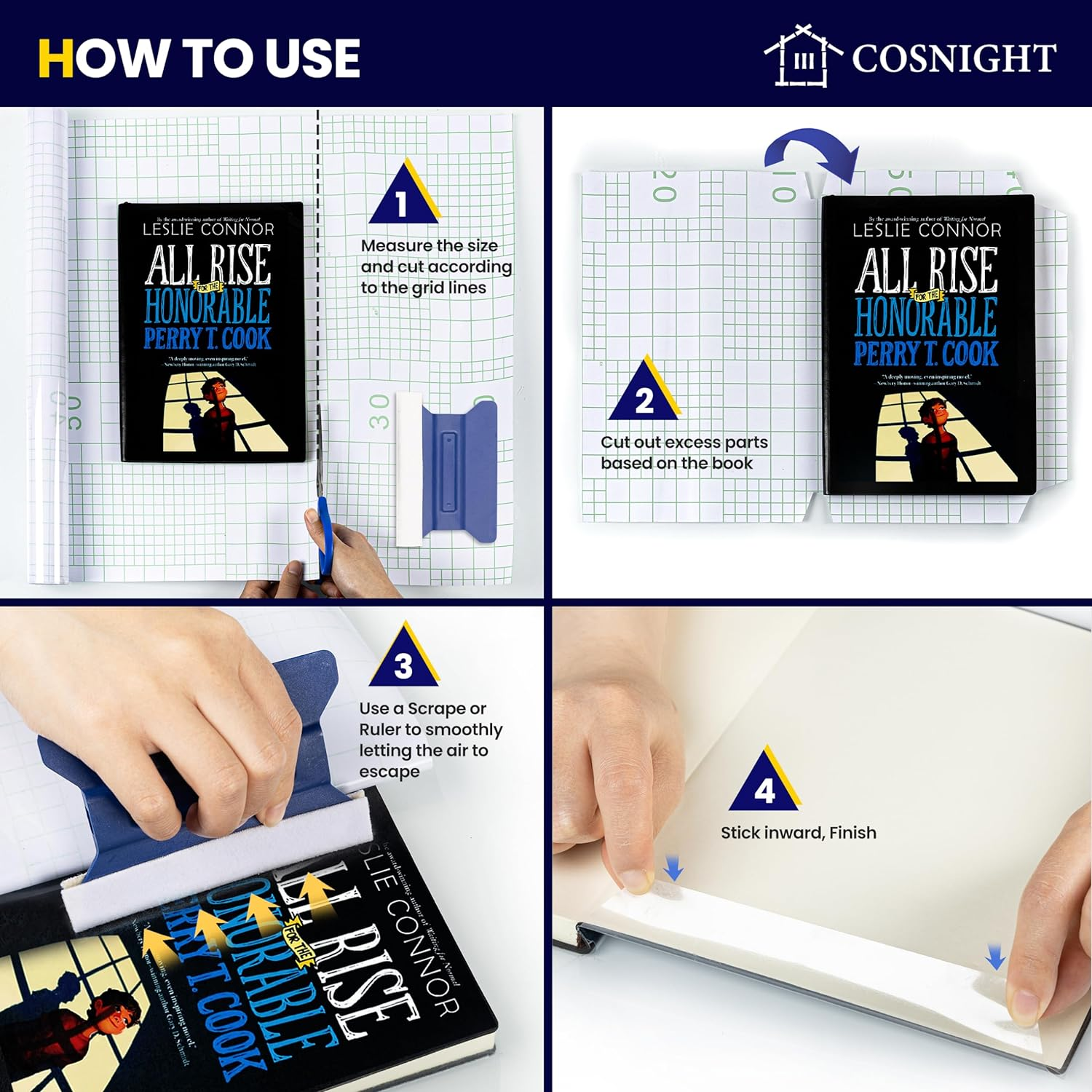 COSNIGHT Clear Contact Paper Peel and Stick for Book Cover Protector 17.7In X 10Ft/Roll, Clear Self Adhesive Shelf Liner and Drawer image number 5