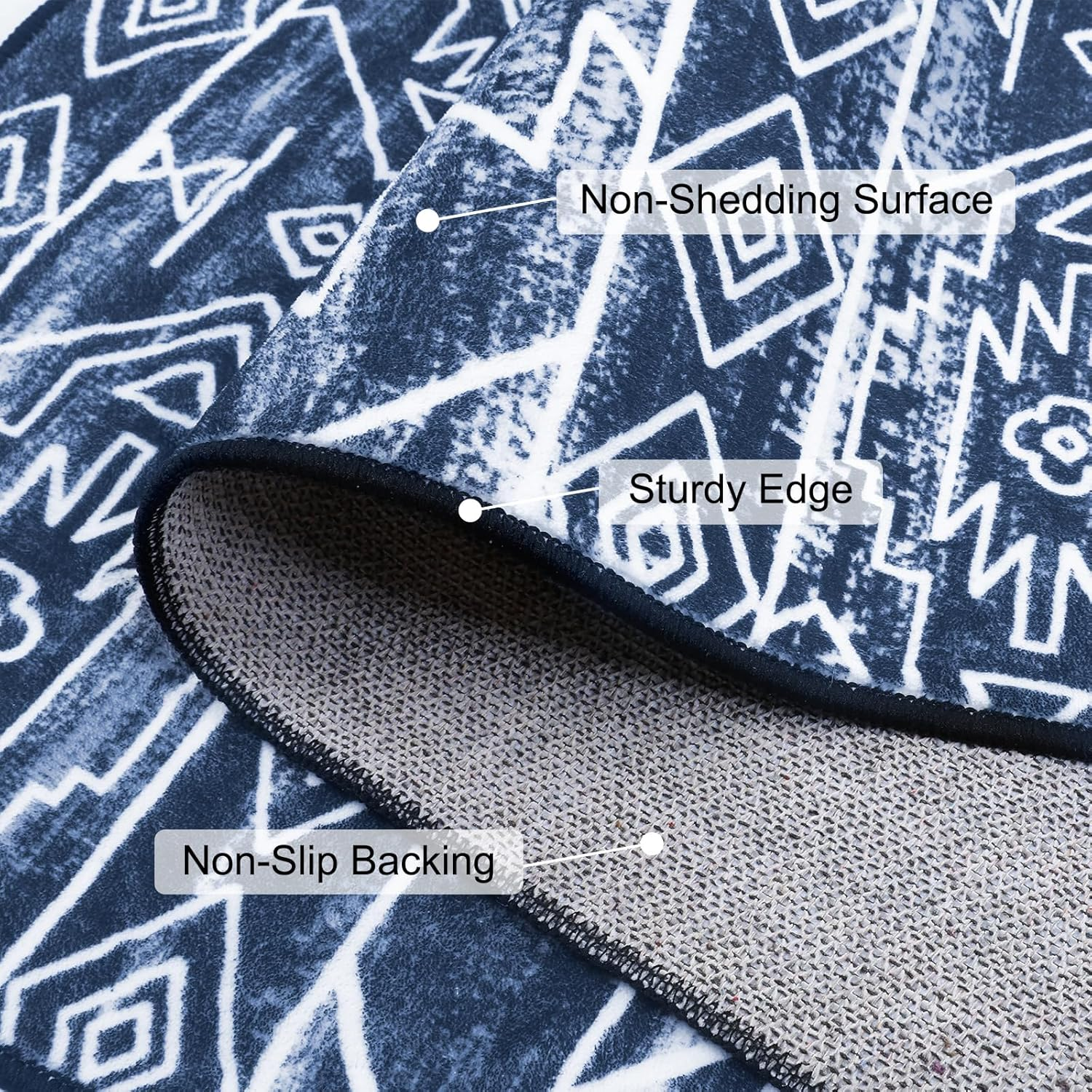 MOSISO 4X6 Area Rug for Living Room, Washable Area Rug, Soft Geometric Rhombus Low Pile Indoor Floor Carpet, Faux Wool Rectangular Non Slip Carpet for Living Room Bedroom Dining Home Office, Blue image number 5