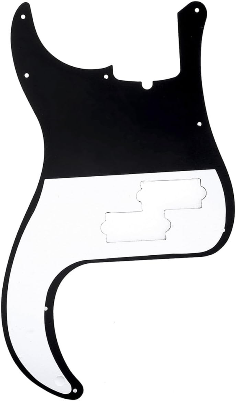 Musiclily Pro 13-Hole Modern Style P Bass Pickguard for 4 String American Precision Bass, 1Ply Black - 3Ply Aged White image number 2
