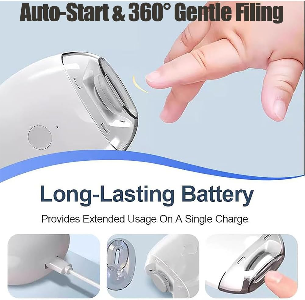 Universal Automatic Fingernail Grinder, Portable 3 in 1 Electric Nail Clippers with LED Light & 3 Speeds, 360&deg; Silent Auto Fingernail Cutter and Polishing Trimmer, for Whole Family (1 PC) image number 1