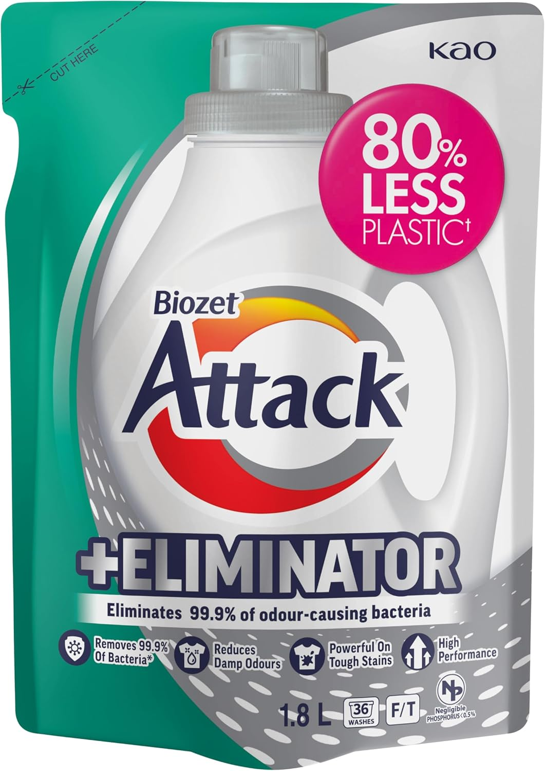 Biozet Attack plus Eliminator Laundry Liquid Refill 1.8L