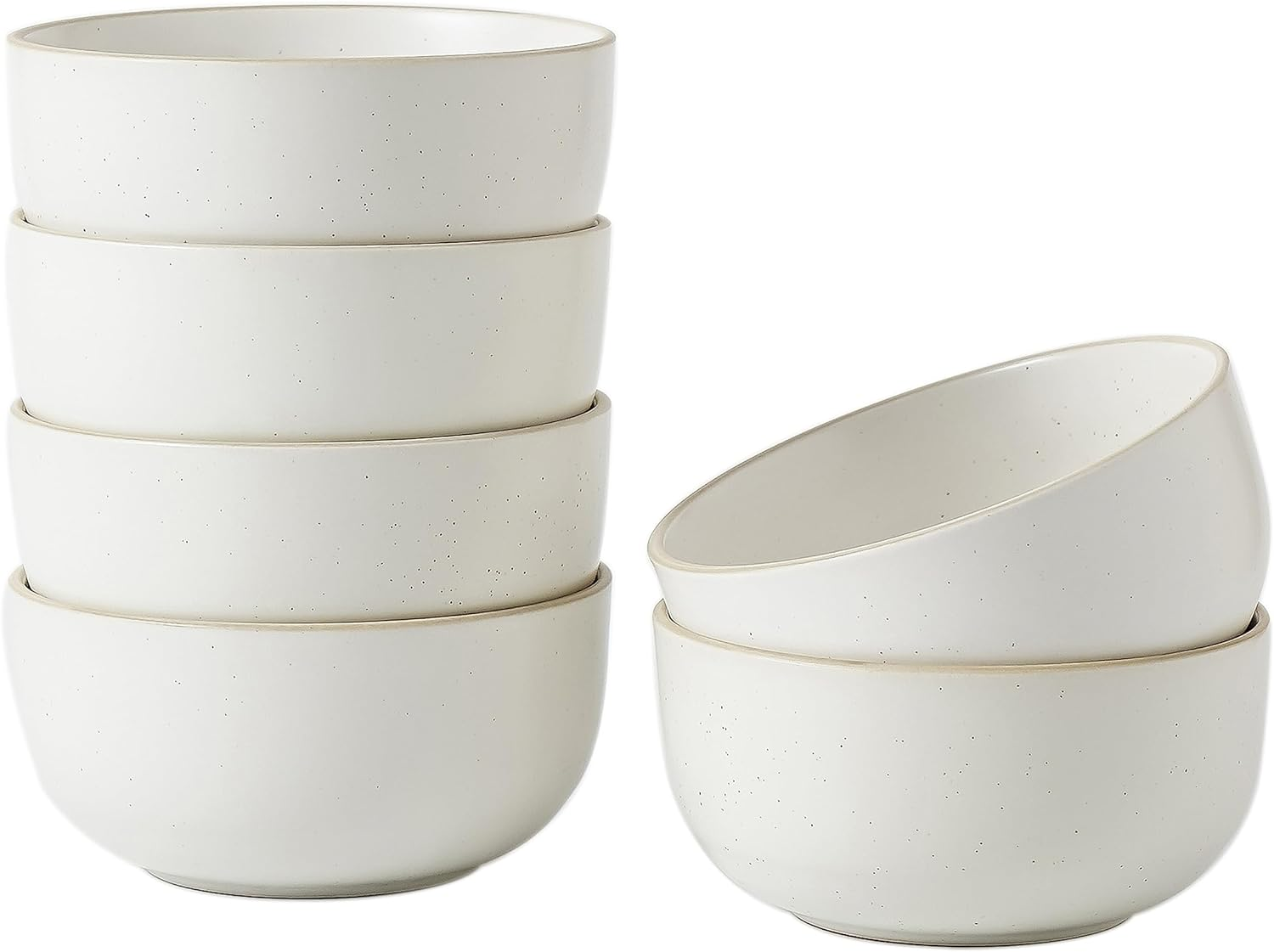 S&Q'S Ceramics Ceramic Small Bowls for Kitchen, Set of 6, 10 Ounces Small Ceramic Bowls for Condiments, Dipping, Side Dishes (Glazed Matte Off-White), (TSW) image number 3