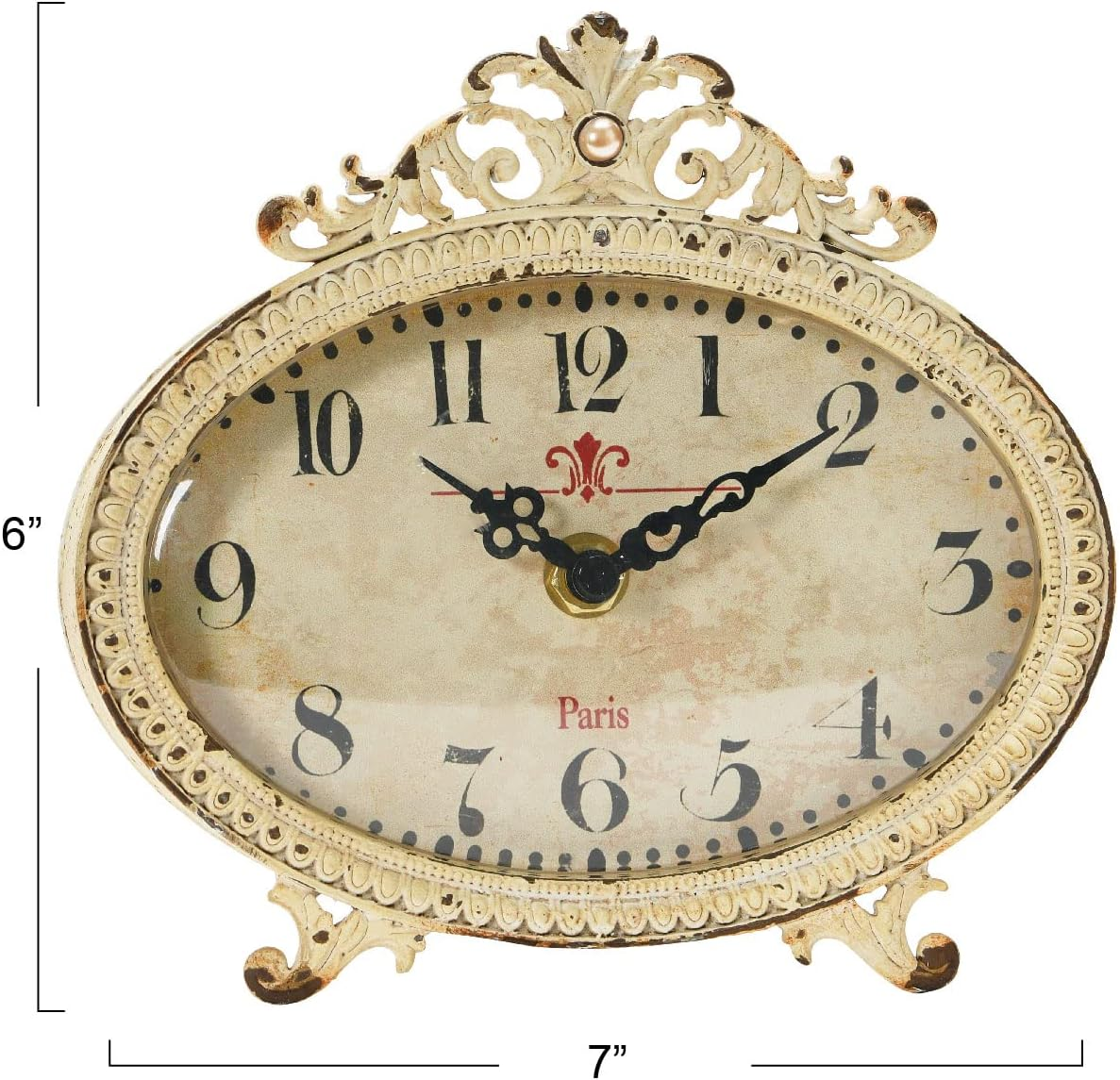 Creative Co-Op Distressed Pewter, Cream Mantel Clock image number 2