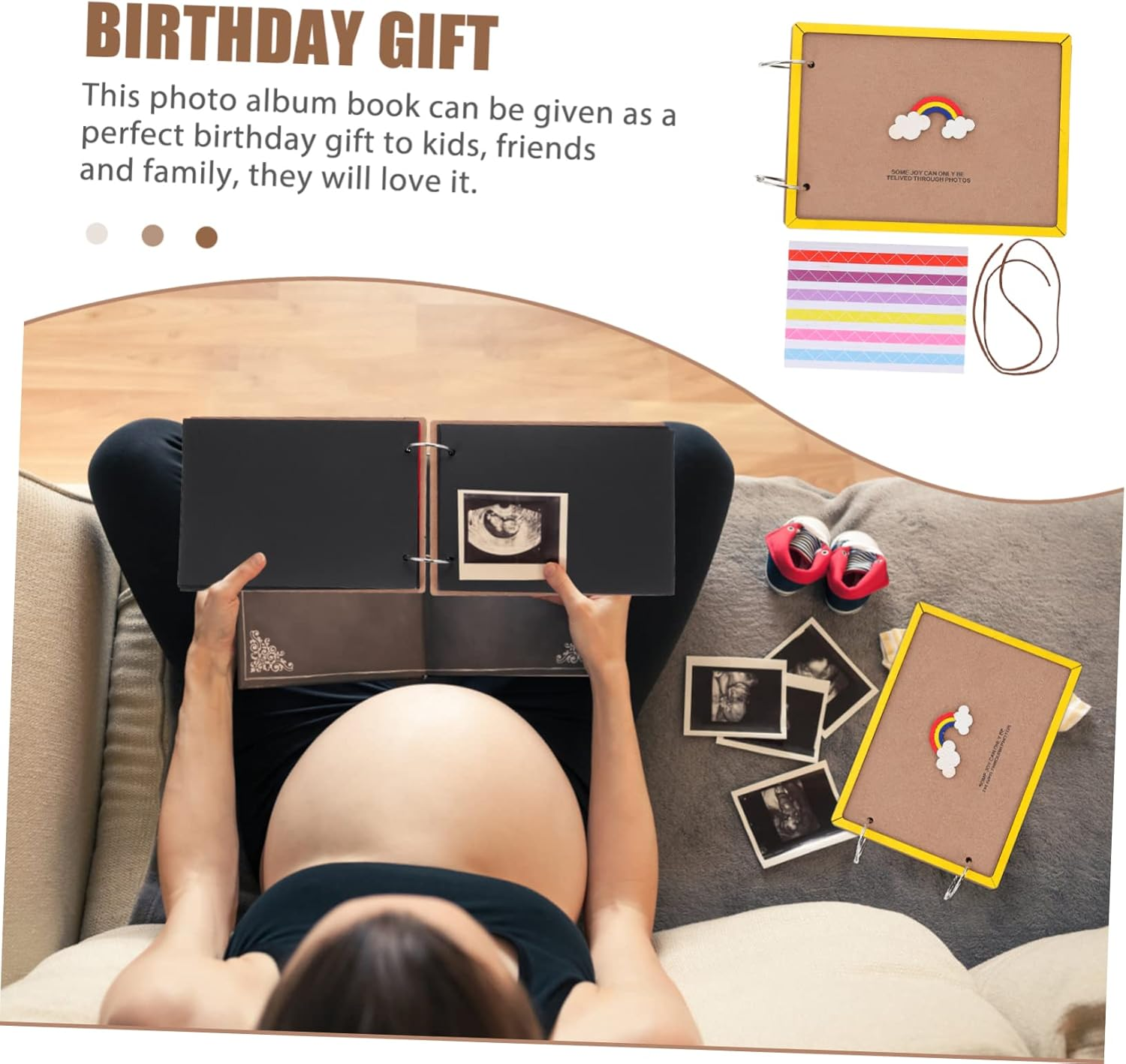 IMIKEYA 1Set Creative Photo Album for Family Memories Self-Adhesive Scrapbook Rainbow Design for Albums Travel Weddings and Anniversaries image number 6