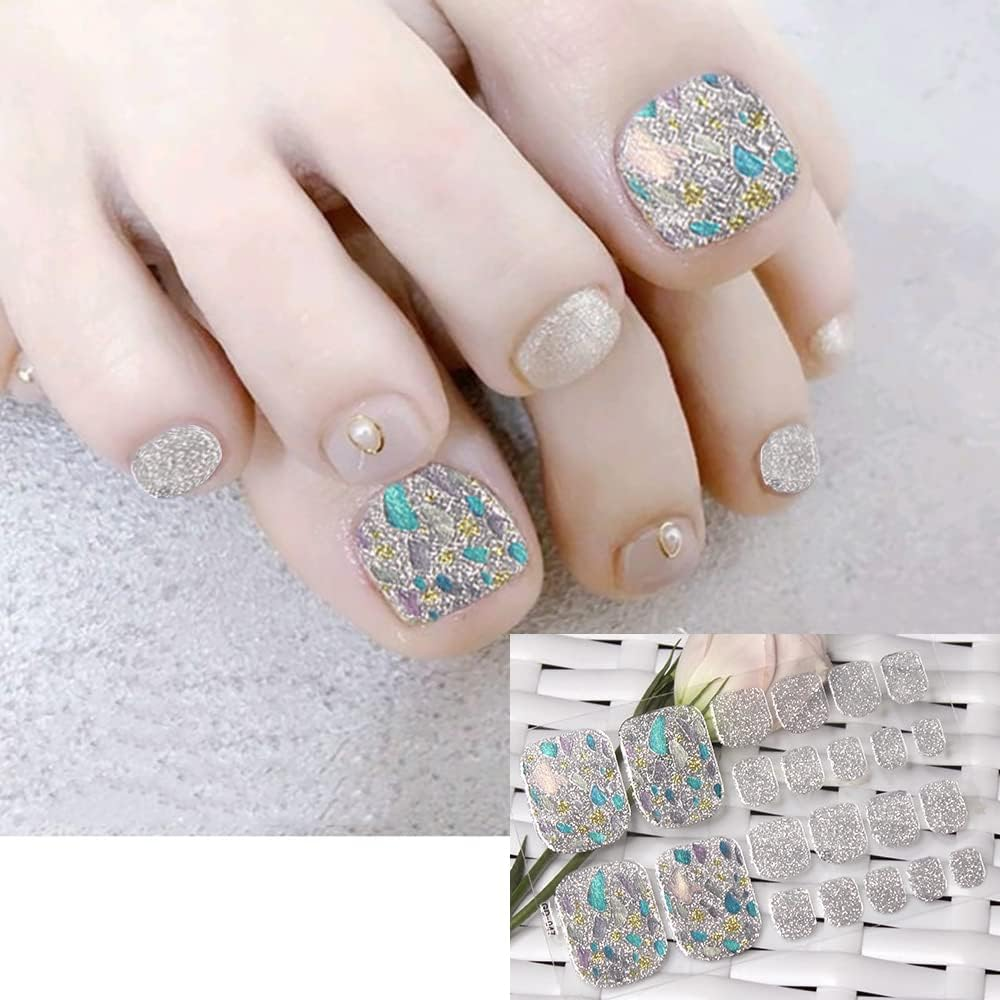 Missjelly Nail Foil, Self-Adhesive Toenail Sticker, Glitter, Aluminum, Glitter Style, Multicolor, Skin, Outdoor, 6 Sheets image number 3