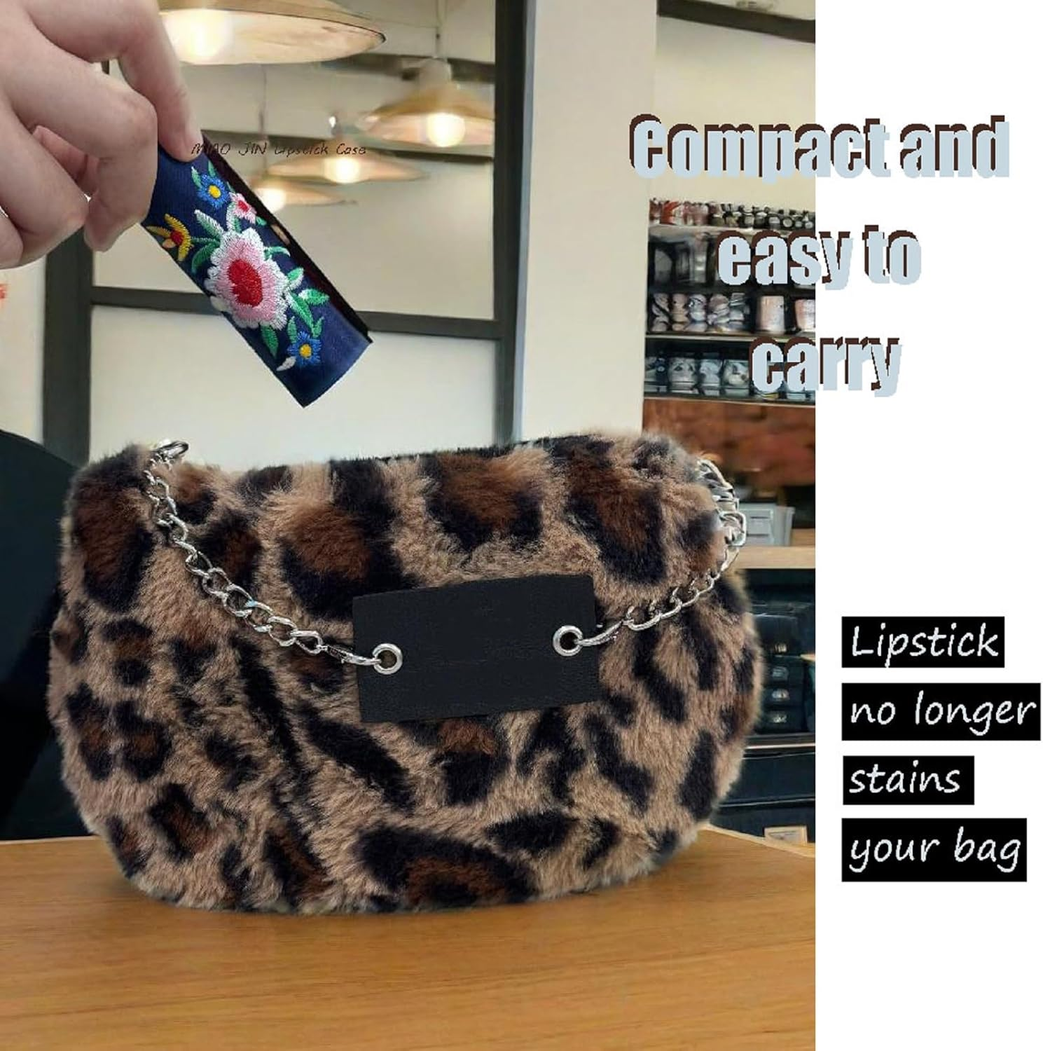 MIAO JIN 12PCS Lipstick Case with Mirror Lipstick Case Storage Case Jewelry Case Cosmetic Case &hellip;, Embroider, Embroidery image number 5