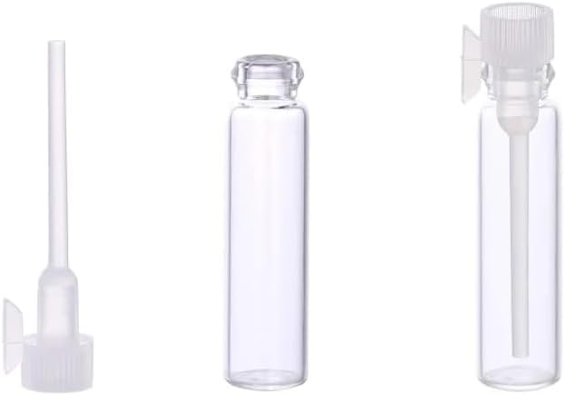 20Pcs 1Ml Empty Perfume Sample Bottles Essential Oil Test Tube Bottle Mini Glass Refillable Sample Vial Containers for Aromatherapy, Fragrance and Liquid - White Cap image number 6