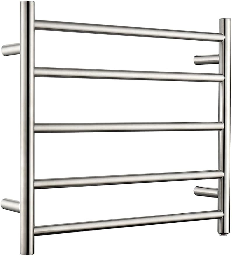 Decaura 7-Bar Heated Towel Rail, Electric Towel Warmer for Bathroom, Wall-Mounted, IP55 Waterproof, Plug-In or Hardwired, Stainless Steel, 600Wx800Hx122D Mm