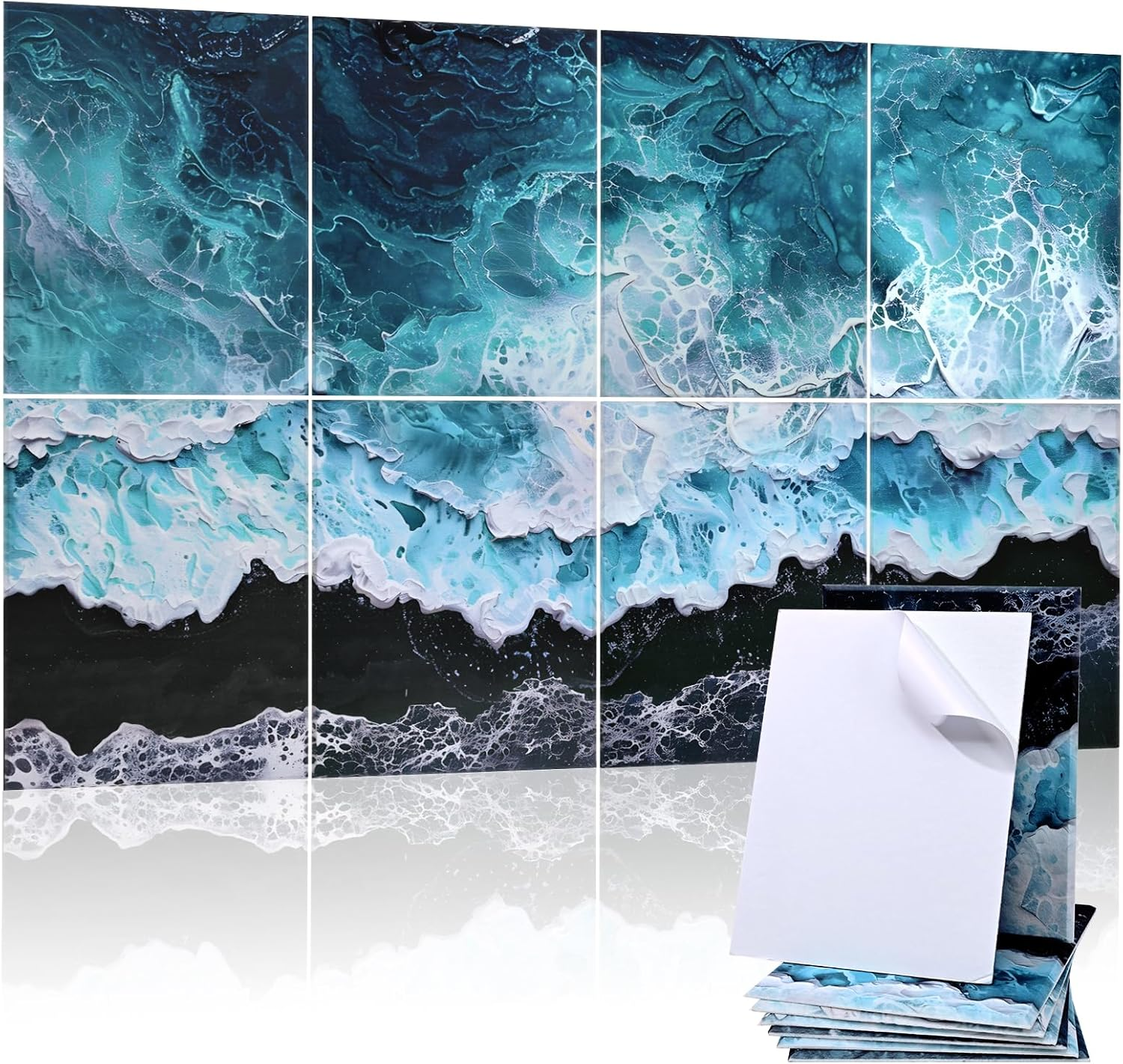 8 Pack Acoustic Panels, Soundproof Wall Panels, 48X32Inches Sound Proof Panels for Walls, Sound Absorbing Wall Art Decorative, Sound Dampening Panels for Recording, Home Studio(Black Beach) image number 3
