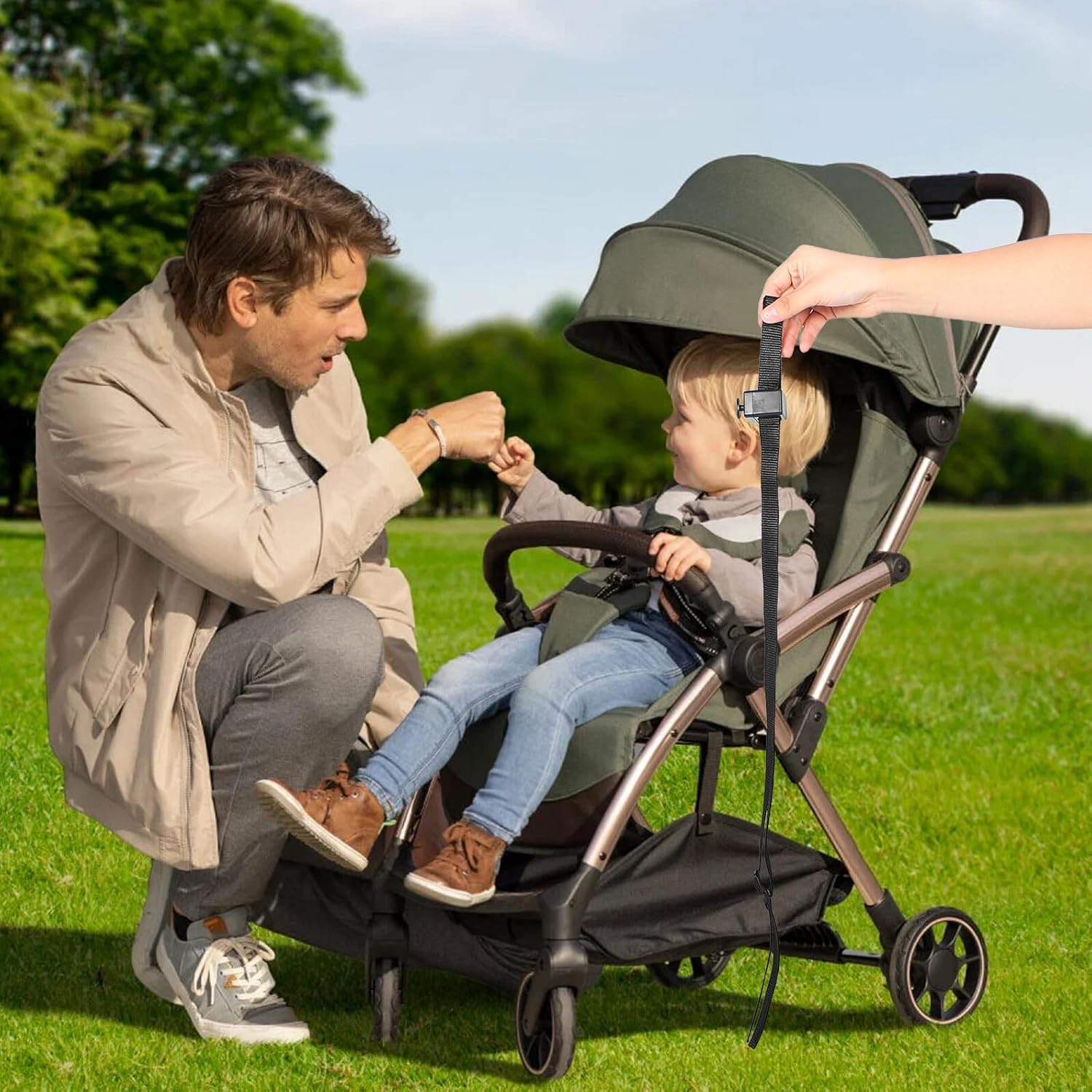 SHOWERORO 3Pcs Stroller Backrest Strap Polyester Safety Harness for Pram Recline Mechanism Multipurpose Highchair and Pushchair Essential image number 3