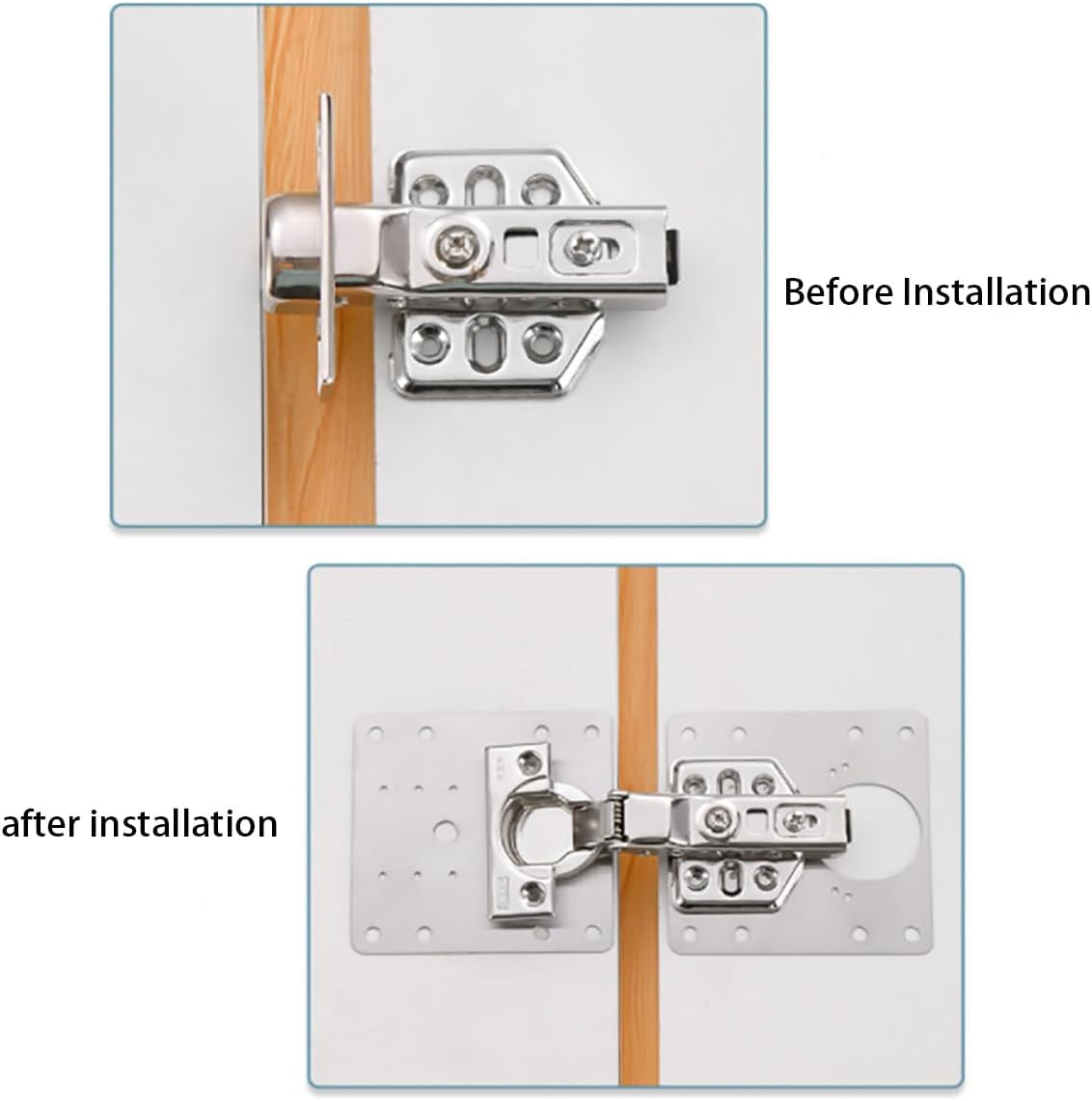 Cabinet Hinge Repair Plate 4 Pcs, Hinge Repair Kit Plate for Cabinet with 24 Mounting Screws, Suitable for Cabinets, Closets and Furniture with Hinge image number 5