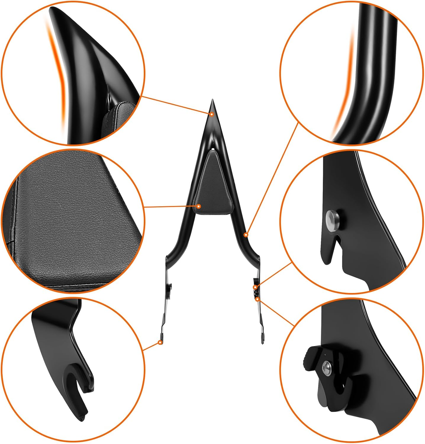 26" Motorcycle Sissy Bar for Harley, Integrated Passenger Backrest Compatible for Harley Davidson Touring CVO Street Glide Road Glide Electra Glide Road King FLHR FLHX FLHT FLTR 2009-2024