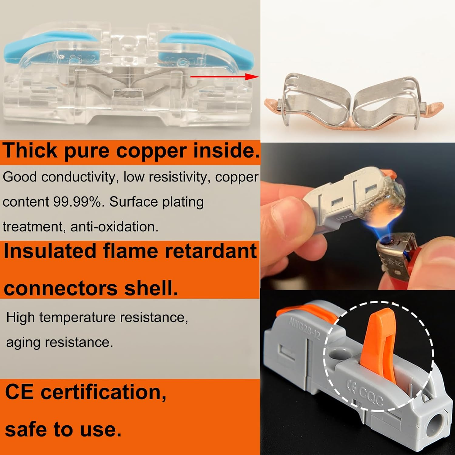 30Pcs Lever Wire Connectors, 1 Conductor Compact Wire Connectors, 1 to 1 Inline Electrical Connectors, DIY Compact Splicing Wire Connectors, Quick Connect Wire Connectors Butt Terminals image number 4