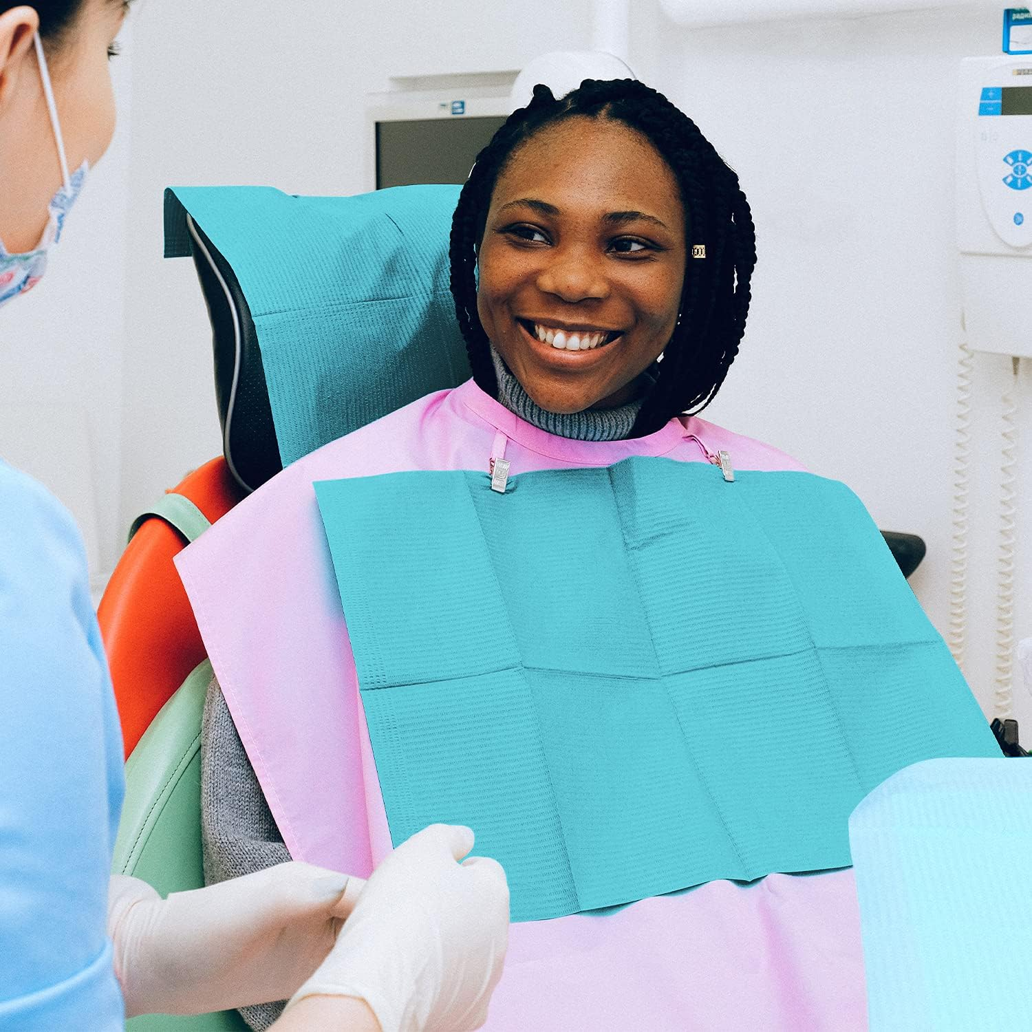 Disposable Dental Bibs, 50 Pcs Waterproof Patient Bibs Dentist Bibs Napkin Tattoo Bibs Sheets Cloths Tattoo Table Covers Clean Pad Tattoo Tray Covers Tattoo Supplies, 13 X 18" (Blue) image number 5