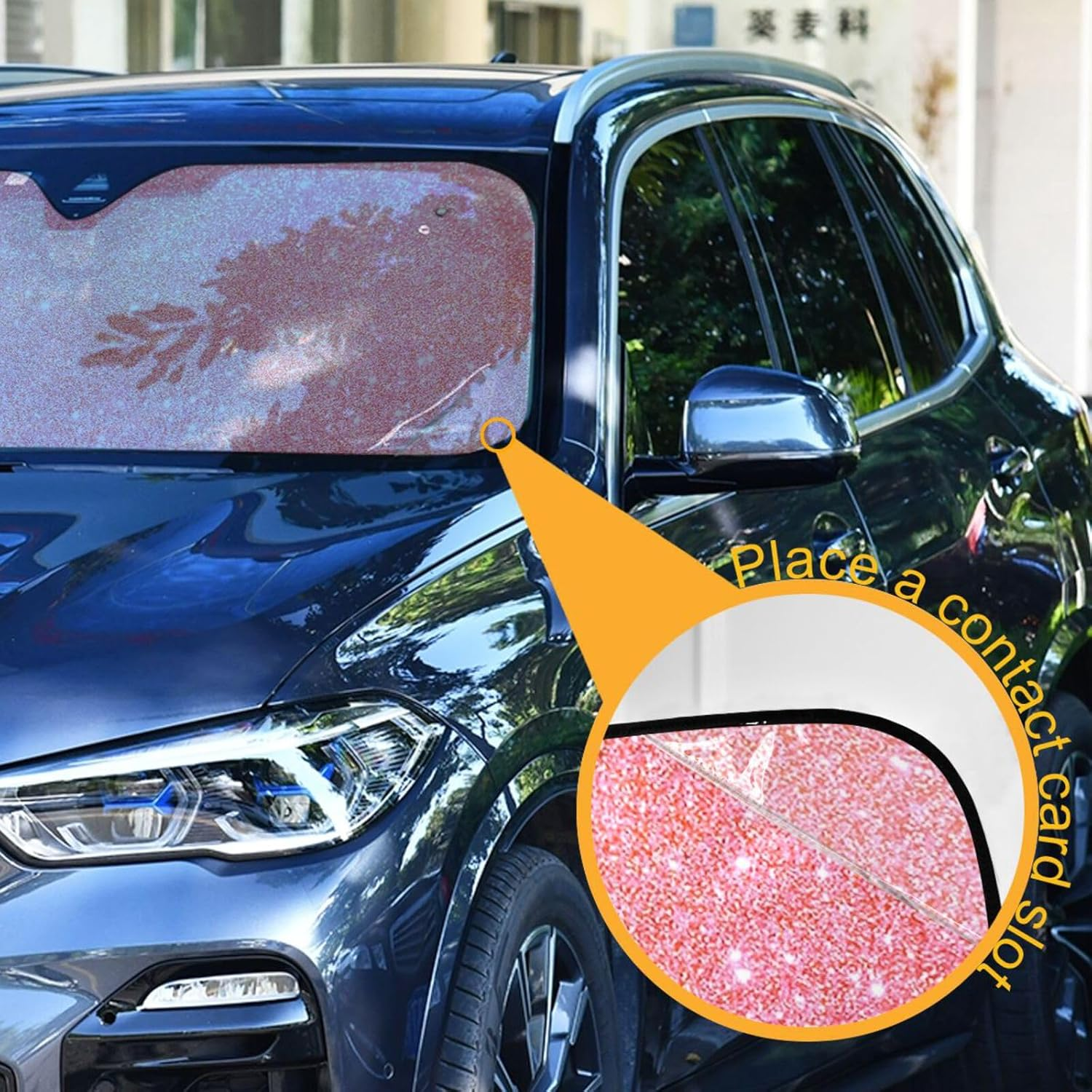 Pink Glitter Car Sun Shade Windshield Automotive Window Sunshades Sun Heat Protection