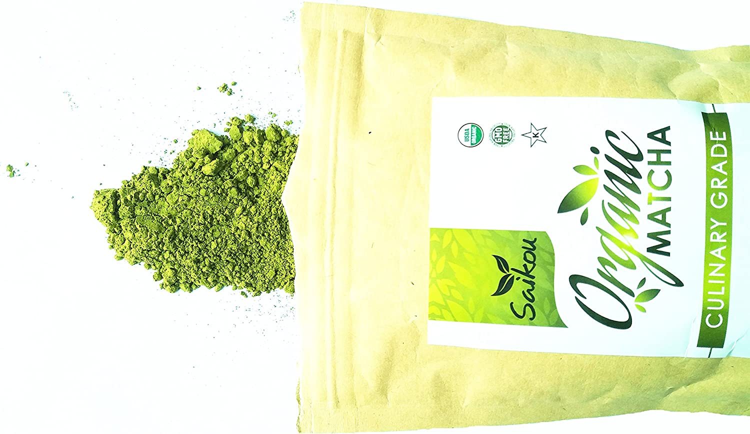 Saikou Matcha Green Tea Powder 3.5Oz (100G) Premium Culinary Grade USDA Organic Certified for Lattes, Smoothies, Baking, Herbal Tea, Detox Tea & Slim Tea Natural Energy & Sugar Free image number 4