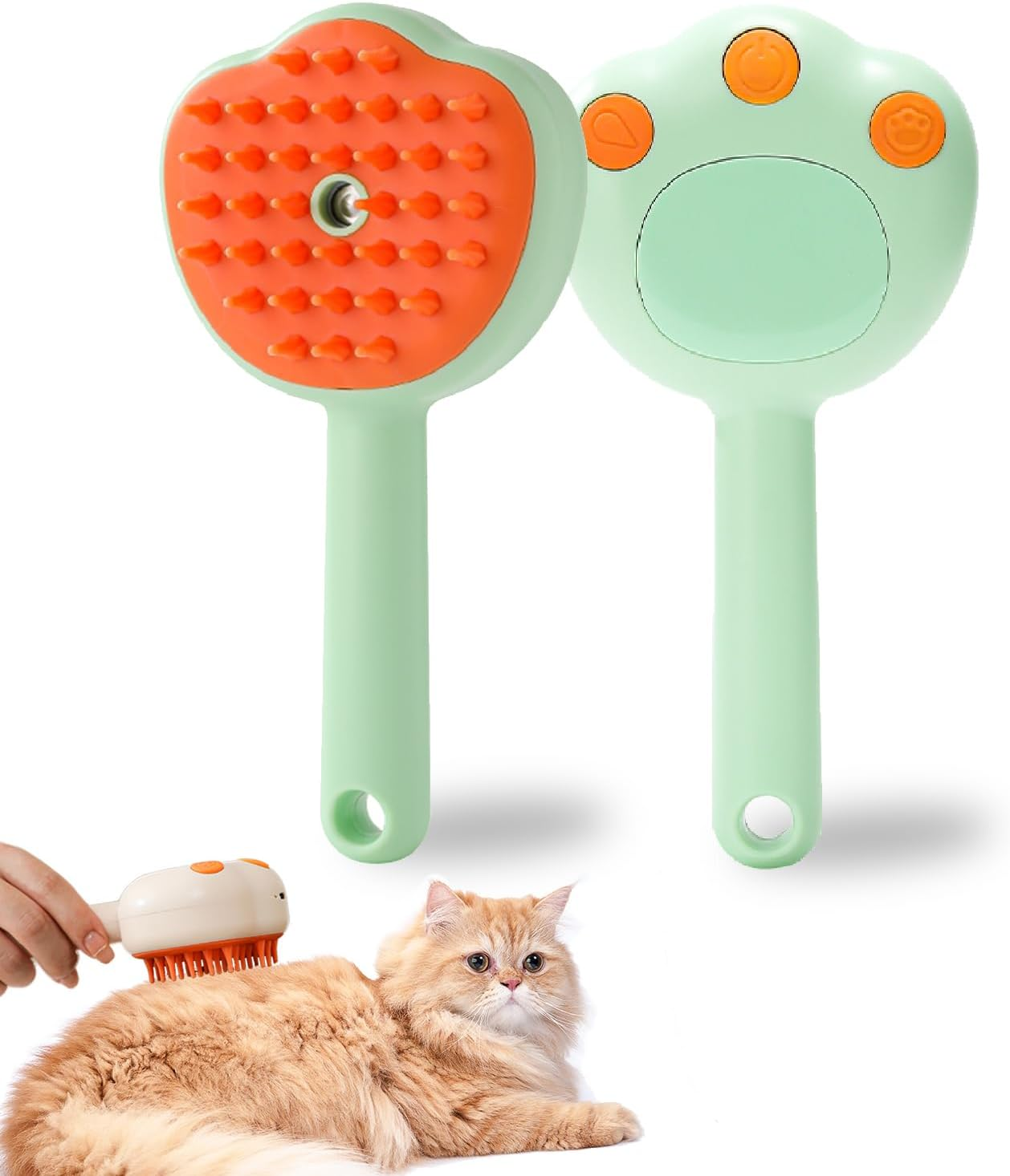 3-In-1 Pet Spray Brush for Dogs & Cats, Pet Grooming Cleaning Brush, Rechargeable Steam Brush, Pet Hair, Massage, Bathing and Combing All in One, Suitable for Long and Short Hair(Green)