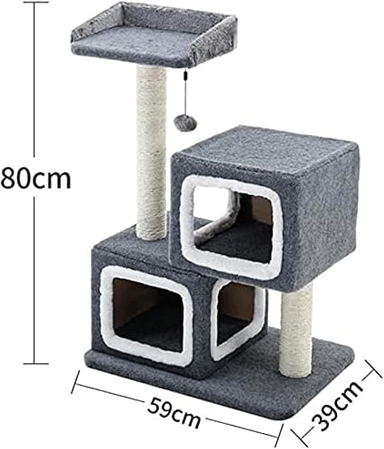 Double Litter Cat Tree Simple Cat Tower Scratching Cat Condo Furniture Scratching Climbing Activity Center Sleeping Bed image number 2