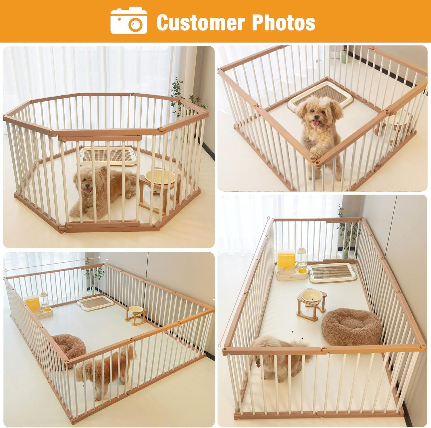 LIODUX Dog Playpen Indoor Pet Enclosure Fence, Outdoor Portable Puppy Exercise Pen with Door, 10 Panels Heavy Duty Dog Crate Cage Kennel for Small and Medium Sized Dogs - 10 Panels image number 5