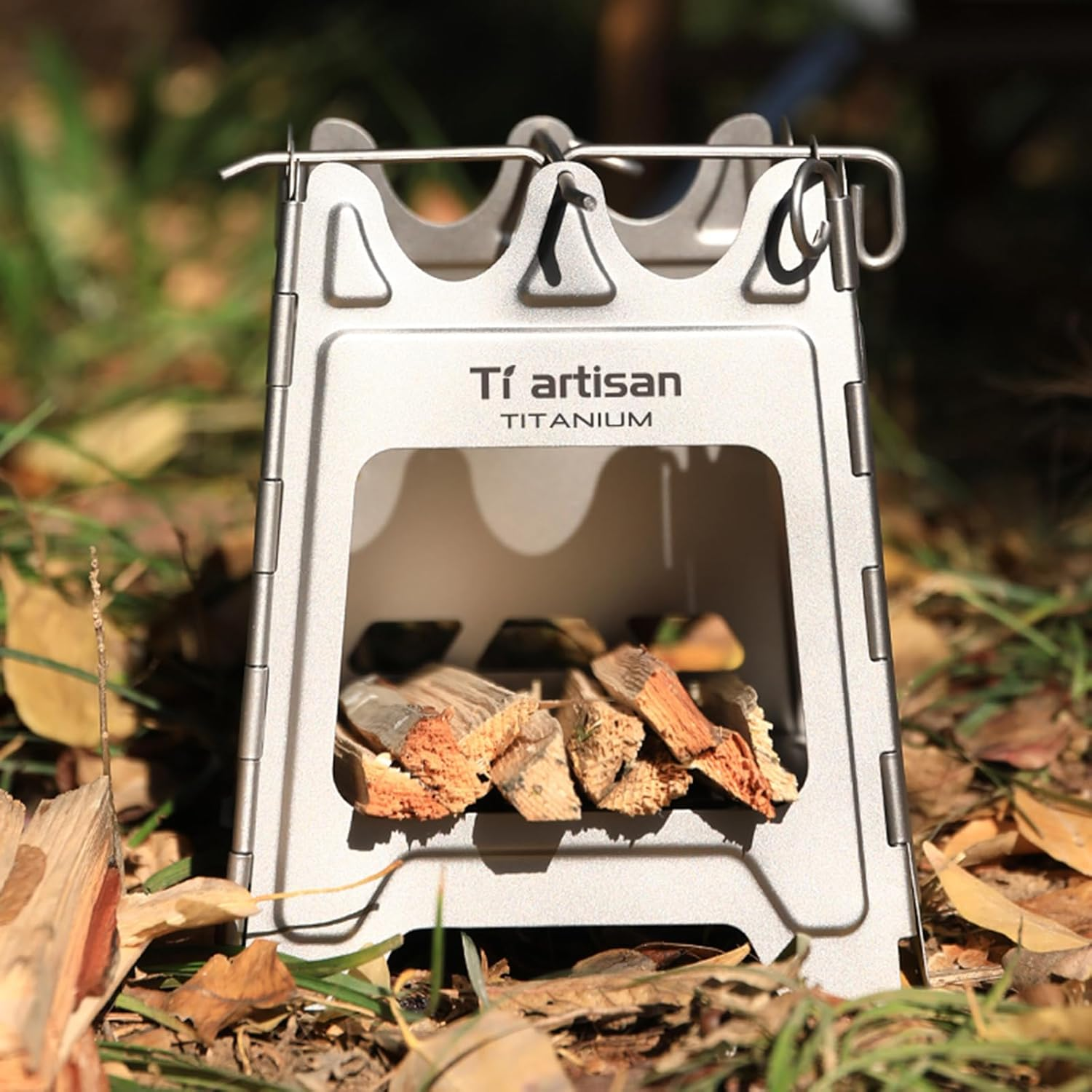 Titanium Wood Stove Foldable Camping Backpack Tours Stove Portable Wood Alcohol Stove for Outdoor Camping Picnic Barbecue image number 6