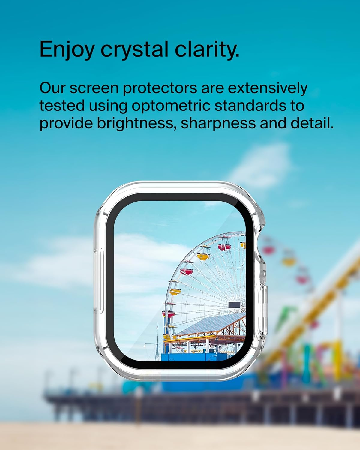 Belkin Temperedcurve Screen Protector for Apple Watch Series 8 with Edge-To-Edge Coverage & Protective Bumper - Tempered Glass Screen Protector, Apple Watch Accessories - Clear image number 5