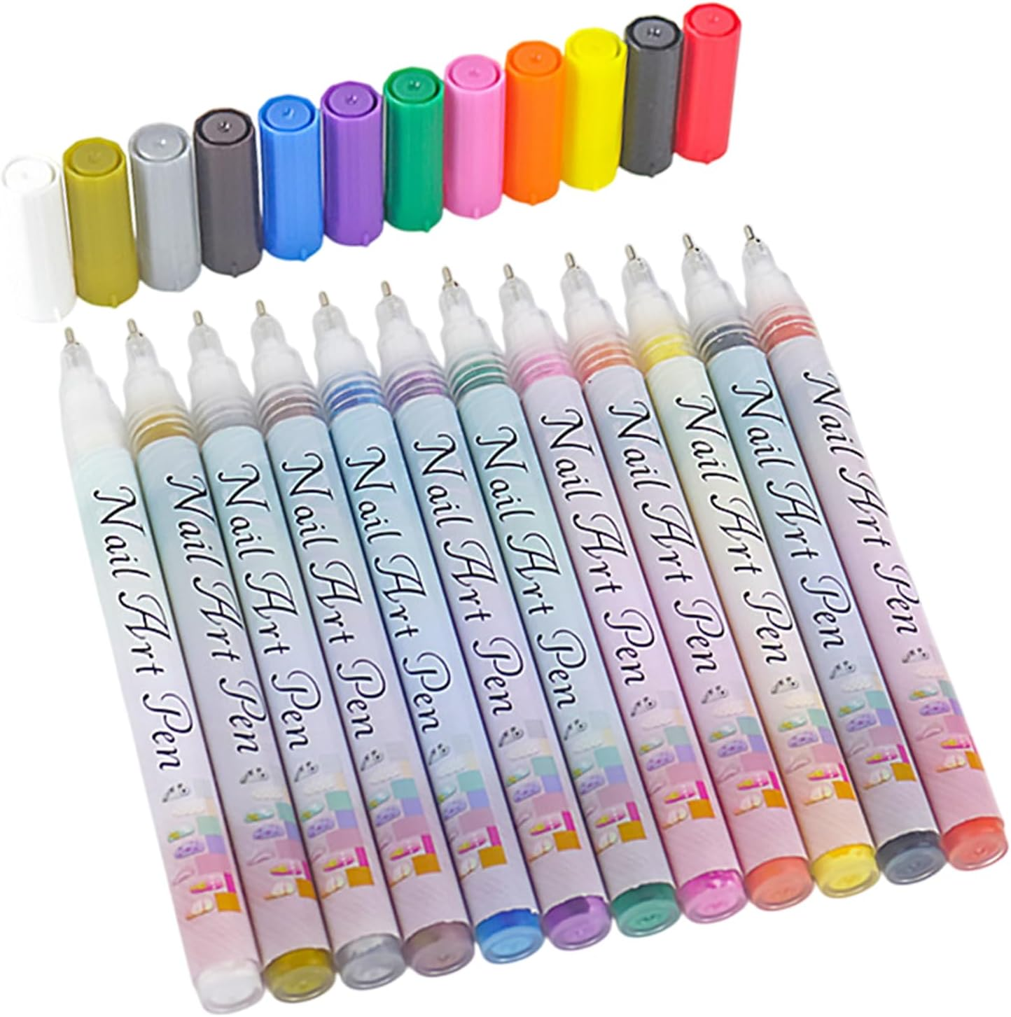 Nail Polish Sets for Women,12 Colors Nail Polish Markers Pens | 0.5Mm Toes Top Drawing Markers Graffiti Set for Thin Detail