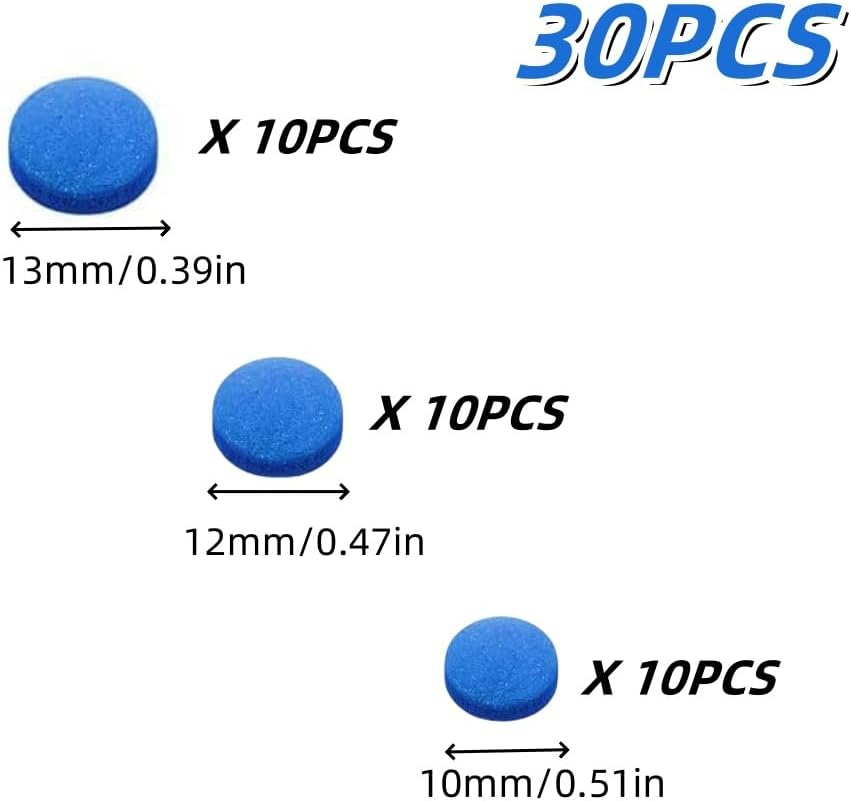 Billiard Pool Cue Tips, 30 Pcs Premium Pool Billiard Cue Tips Replacement Kit,10 Mm 12 Mm 13 Mm Replacement Tips for Pool Cues & Snooker Accessories,With Storage Box image number 1