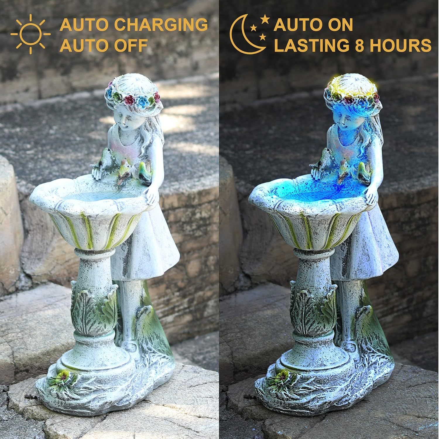 Voveexy Fairy Garden Statue, Solar Garden Angel Figurine Outdoor Decoration Waterproof Resin Garden Sculpture for Patio Yard Lawn Porch Art Decoration Ornament Housewarming Christmas Birthday Gift