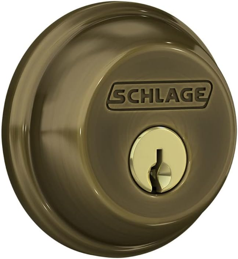 Schlage B60N 621 Single Cylinder Deadbolt, Distressed Nickel