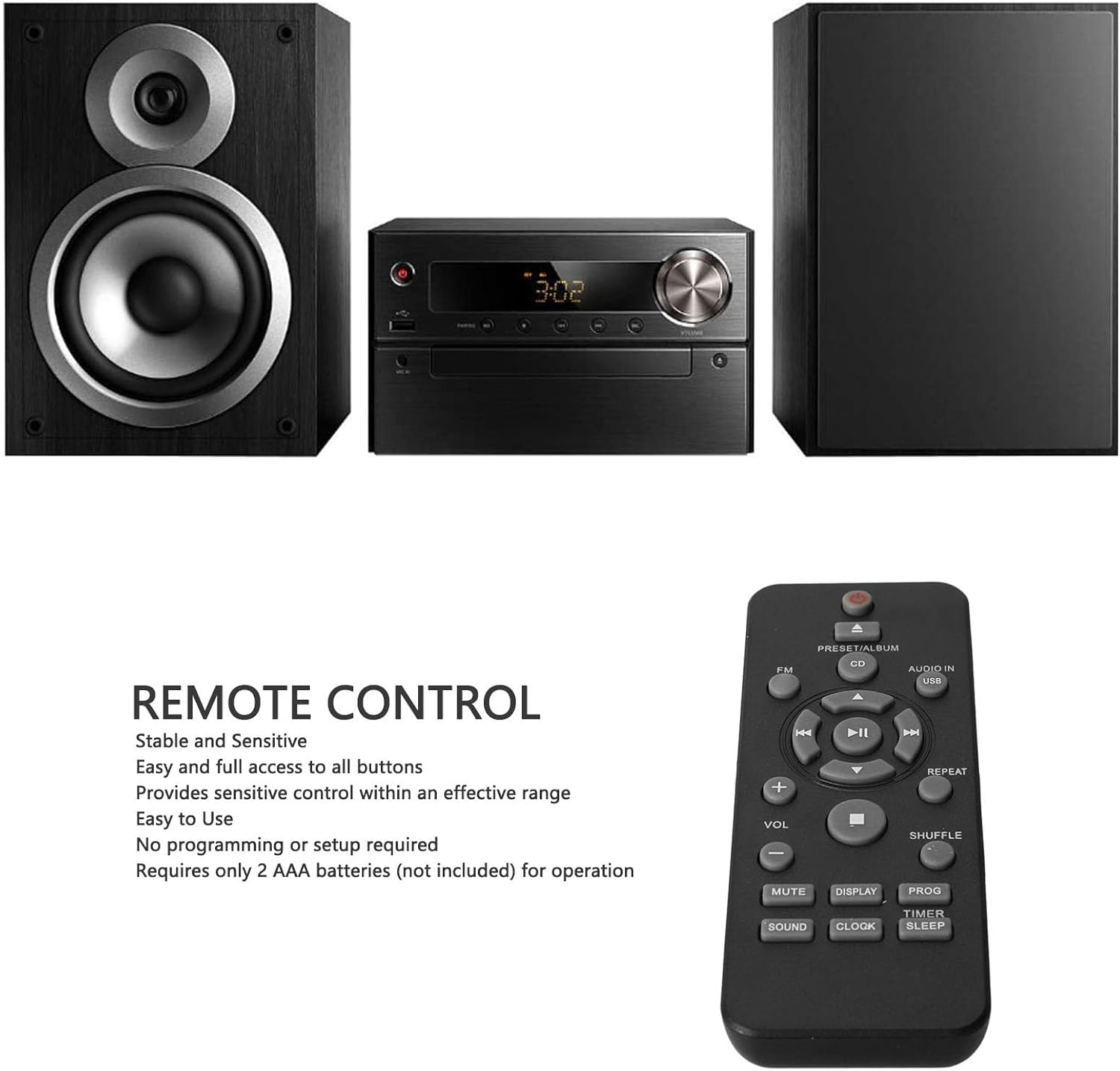 Generic Replacement BTM2280 BTM2310 Remote Control Stable and Sensitive Remote for Hifi CD Combination, Easy to Use for Home Entertainment System image number 4