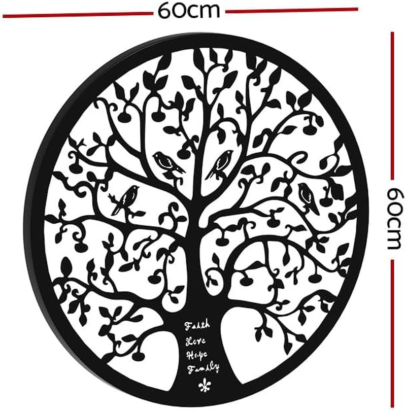 Artiss Wall Art for Living Room, Hanging Sculpture Modern Large Arts Home Decor, Leaf Tree of Life round Frame Decoration Room D&eacute;cor Bedroom Metal Design Black image number 6