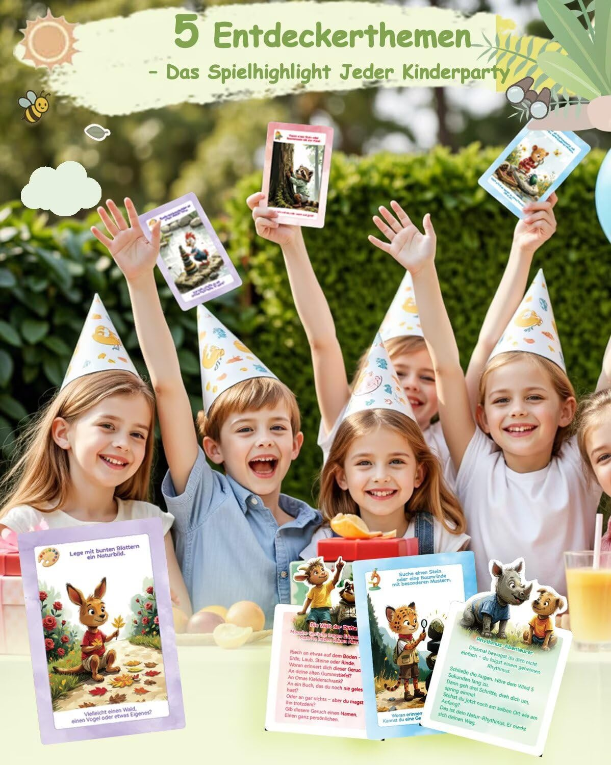 Outdoor Explorer Cards for Children from 5 Years - 55 Playing Cards + Sticker Sheet & Turntable - Wipe Clean, Robust & FSC Certified - Ideal for on the Go image number 1