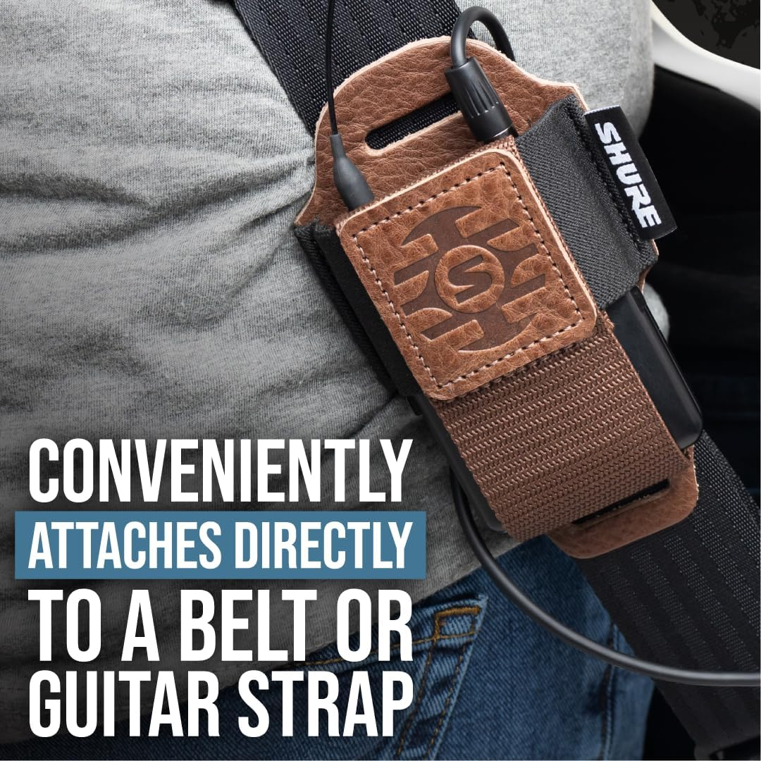 Shure by Gator Premium Black Leather Wireless Bodypack Transmitter Pouch; (SH-BODYPACK-PBK-L) image number 1