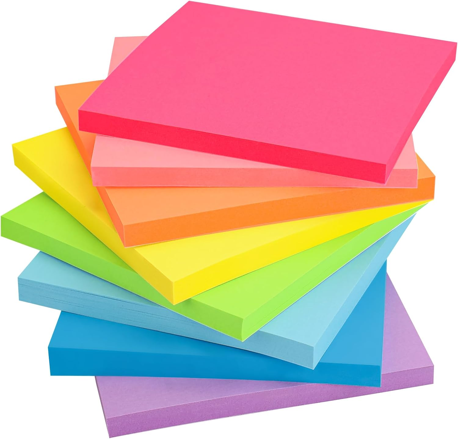 8 Pads Sticky Notes 3X3 Inches,Bright Colors Self-Stick Pads, Solid Color Premium Sticky Pads,Easy to Post for Home, Office,School, Notebook, 50 Sheets/Pad-Light Color
