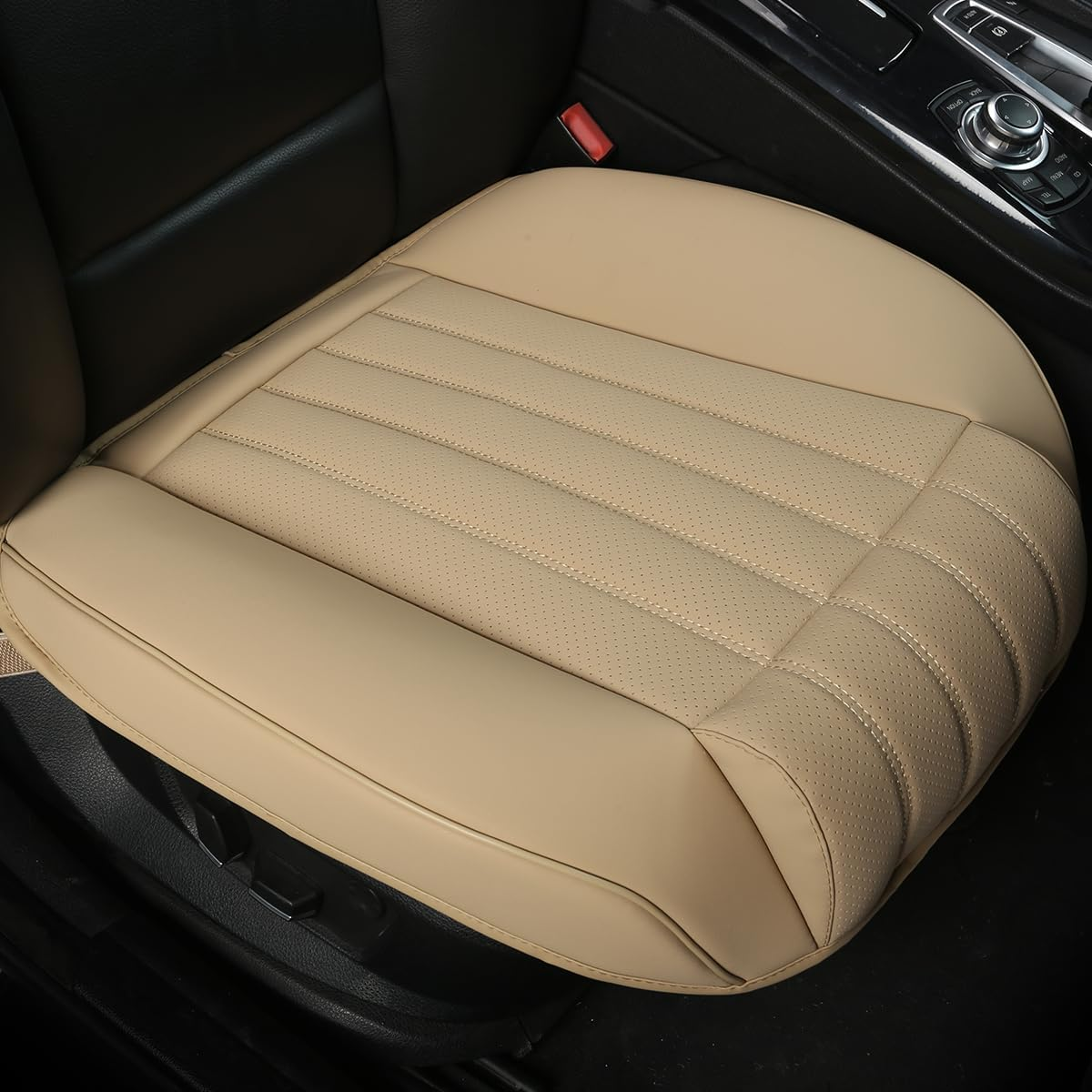Ultra-Luxury PU Leather Car Seat Cushion Car Seat Cover for Most Four-Door Sedan&Suv,Single Seat without Backrest 1Pcs(W20.5&times; D21&times;T 0.35 Inch) (3D - Gray) image number 4