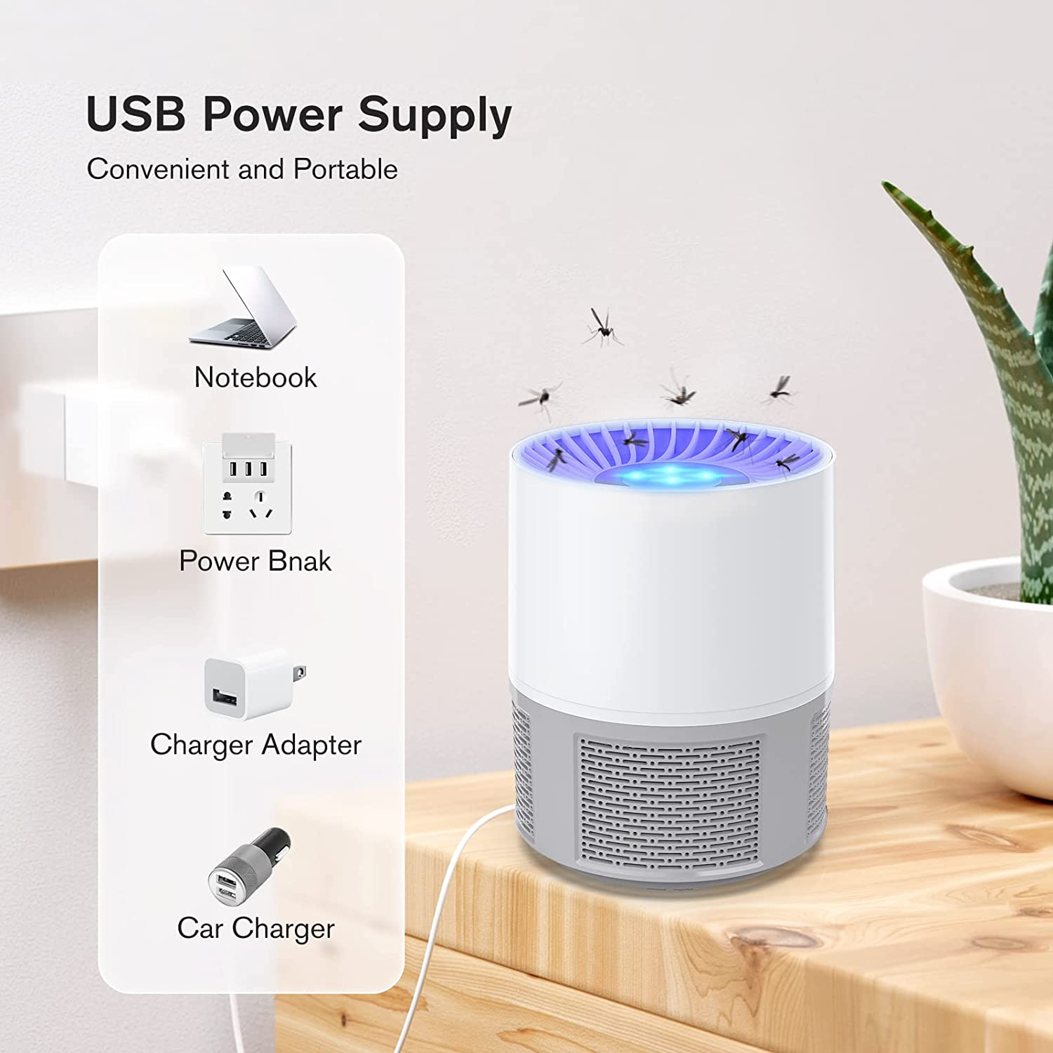 Mosquito Killer Lamp, Efficient Bug Zapper Electric Fly Zapper, Electric Fly Killer Fly Catcher Fly Traps for Home Use, Insect Killer Fruit Fly Trap Indoor Outdoor for Home image number 3