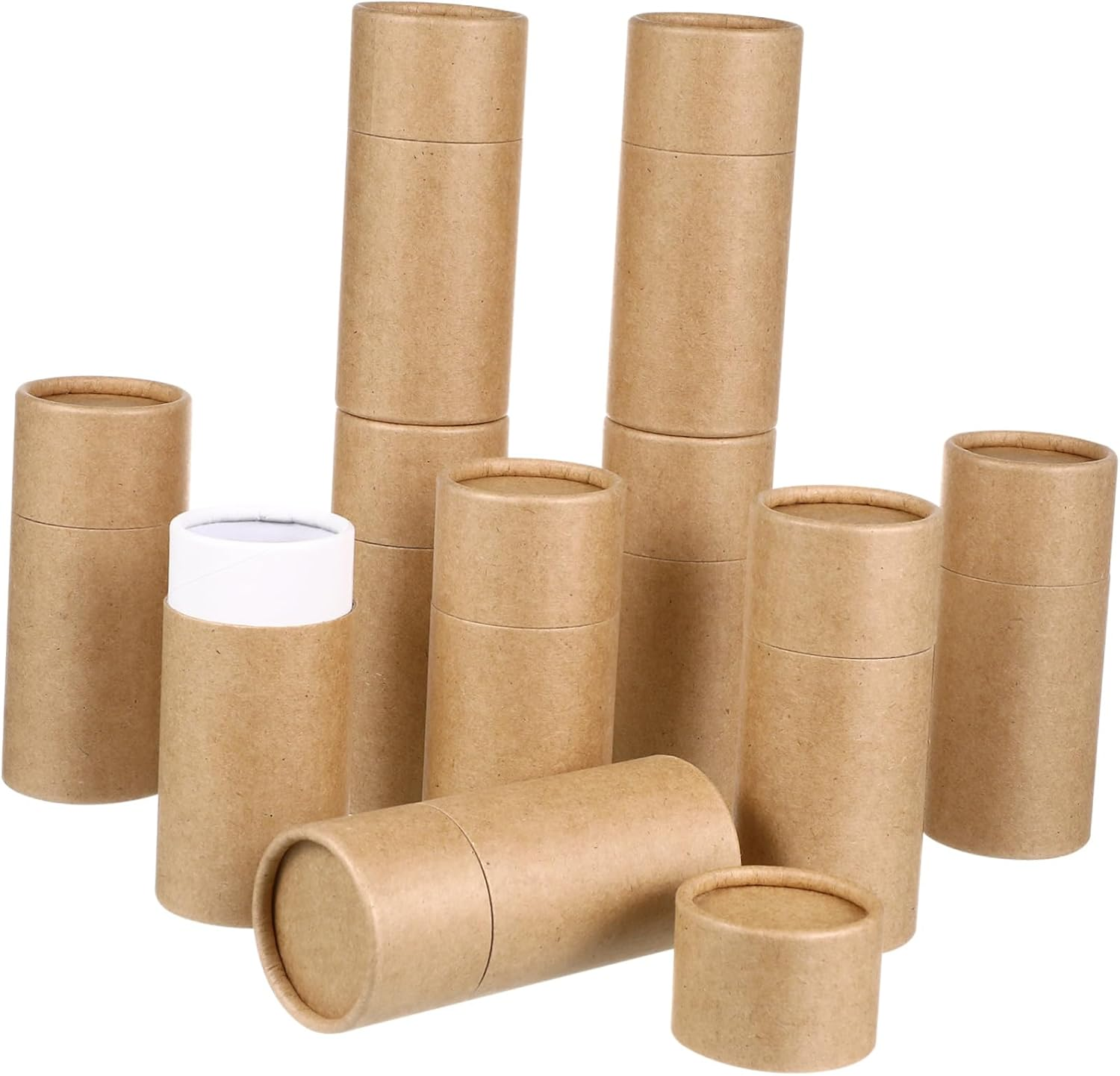 Hohopeti 20Pcs Kraft Paper Cylinder Shape Packing Boxes for Essential Oil Incense Small Items Storage
