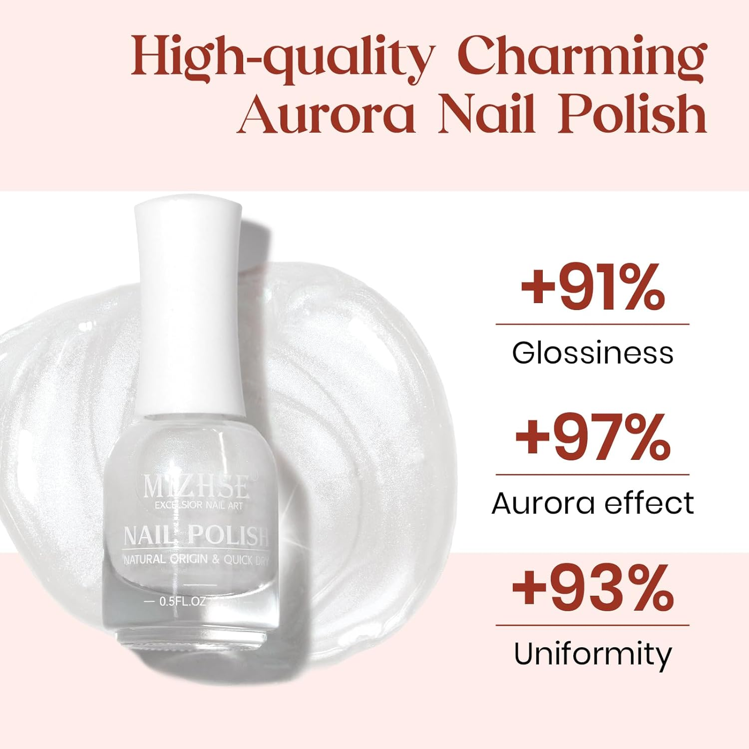 MIZHSE Nail Polish: 15Ml Aurora Milky White Nail Polish Mermaid Pearl Nail Polish Quick Dry, Fingernail and Toenail Polish Glossy Long Lasting Nail Polish Trendy DIY at Home Nail Gift Spree image number 3