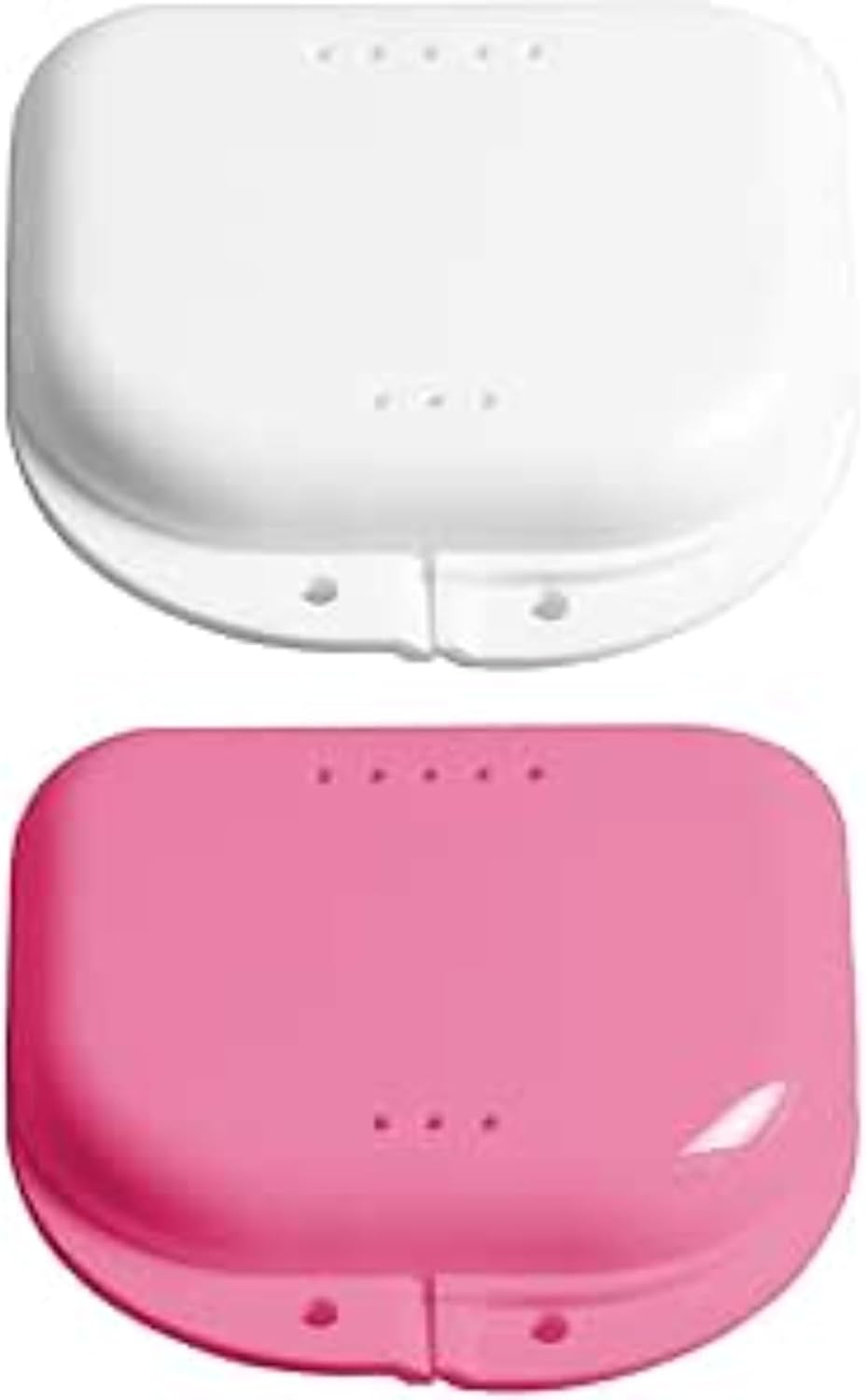 Portable Retainer Case 7.7X8X2.5Cm with Vent Holes, Slim Holder for Invisible Aligners, Mouth Guards & Orthodontic Appliances, Travel Essential, White & Pink image number 5