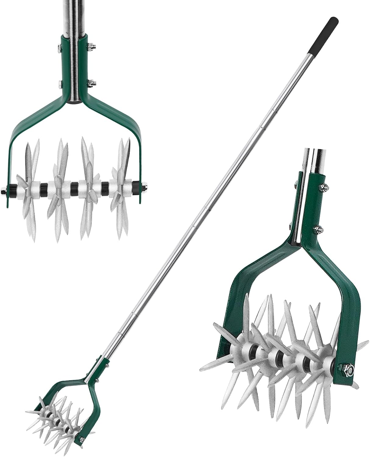 Rotary Cultivator Tiller Adjustable S/S Handle Rotary Tiller with Detachable Solid Metal Tines Garden Cultivator Lawn Tiller and Manual Tiller for Loosing and Mixing Soil image number 4