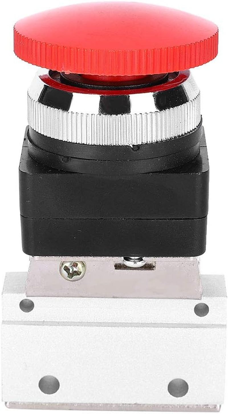 Spacnana G1/8 Pneumatic Mechanical Valve, Red Mushroom Push Button Switch, Lightweight and Durable, Aluminum Alloy Valve Body, Applicable for Mechanical Equipment, image number 1