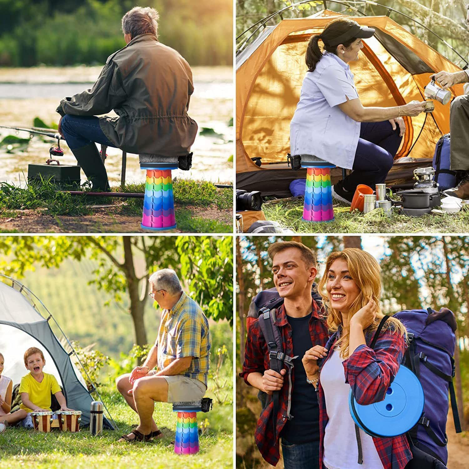 Upgraded Portable Collapsible Retractable Folding Stool, Lightweight Telescoping Foldable Camping Stool for Adults for Outdoor Fishing Hiking Gardening Travel BBQ, Hunting, Indoor Activities image number 4