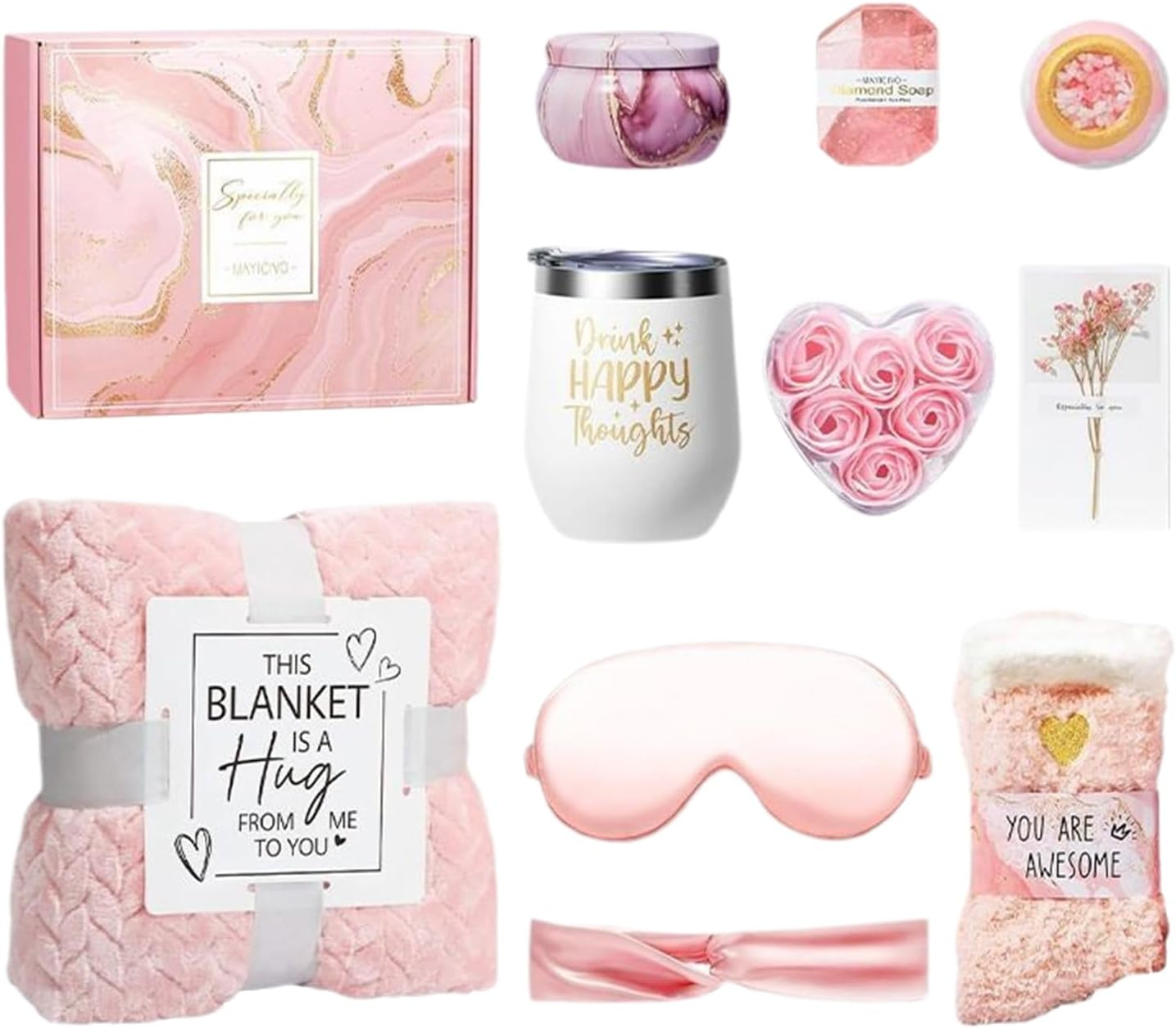 Self-Care Set for Women,Self-Care Spa Kit for Women | Luxury Wellness Box with Flannel Blanket for Mom Her Friends Sister Wife image number 2