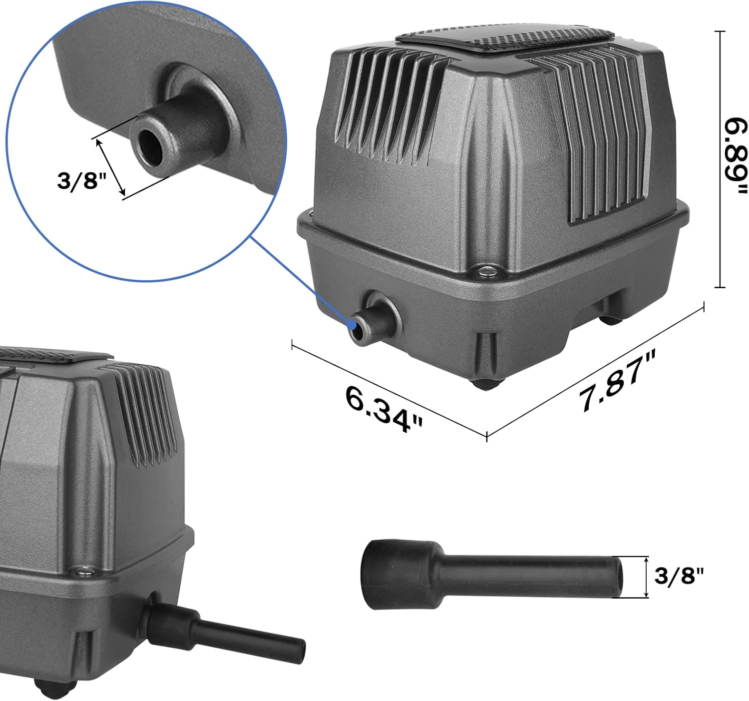 Aquamiracle Pond Aeration Kit - Koi Aerator Air Pump for up to 15000 Gallons, Deicer All-In-One System with Self-Sinking Airline, Flow Control, Rubber Air Diffuser image number 6