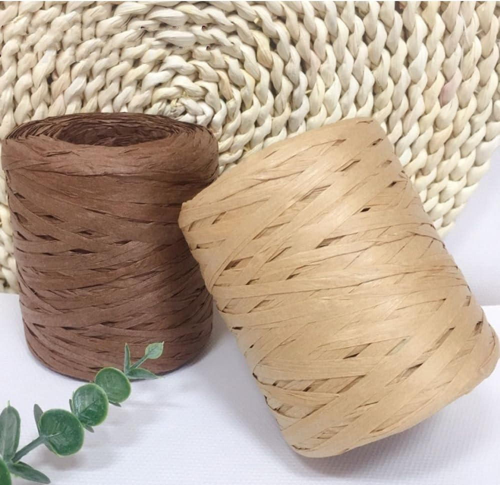 3 Rolls Raffia Paper Ribbon, Naisfei Raffia Paper Ribbon, Natural Raffia Paper Cord, Gift Ribbon Packaging Paper Twine for DIY Crafts Weaving Decoration (110 M/Volume) image number 1