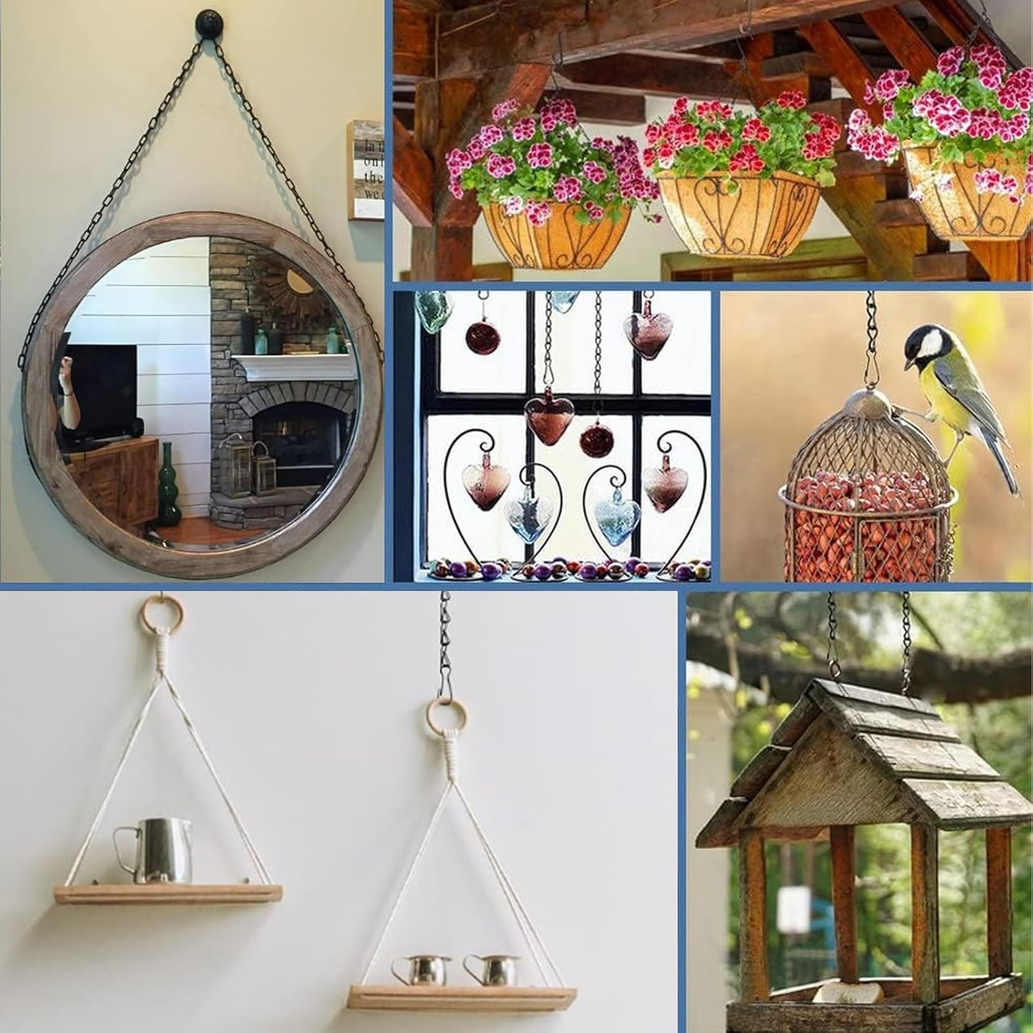 15 Pack Hanging Chains - 10 Inch Metal Chains with Hooks Clips for Bird Feeders, Billboards,Wind Chimes,Planters Lanterns and Ornaments- Garden Plant Hangers - Outdoor Hanging Basket Chains（Black） image number 5