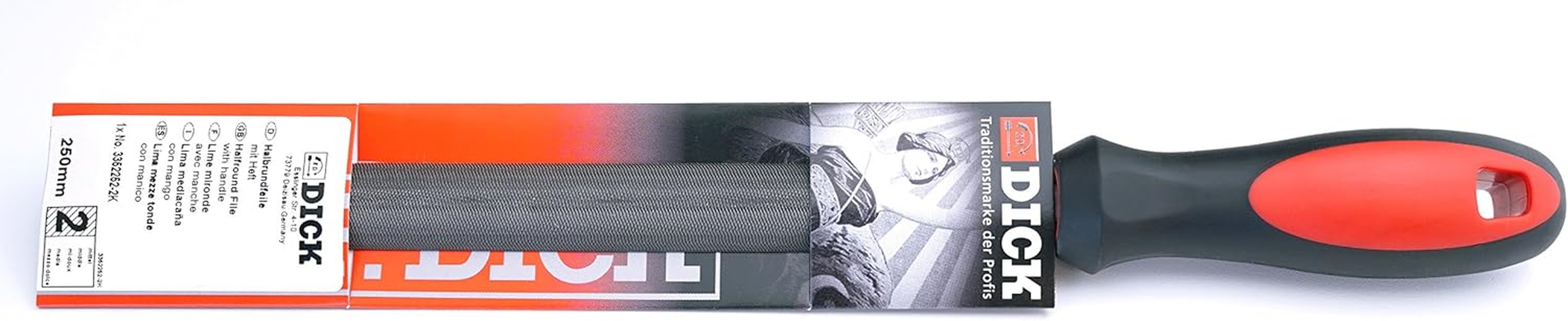 F. DICK Workshop File 2K 250 Mm (File for General Work, Half round with Cut 2, Wood, Steel, Iron, Non-Ferrous Metal) 3352252-2K