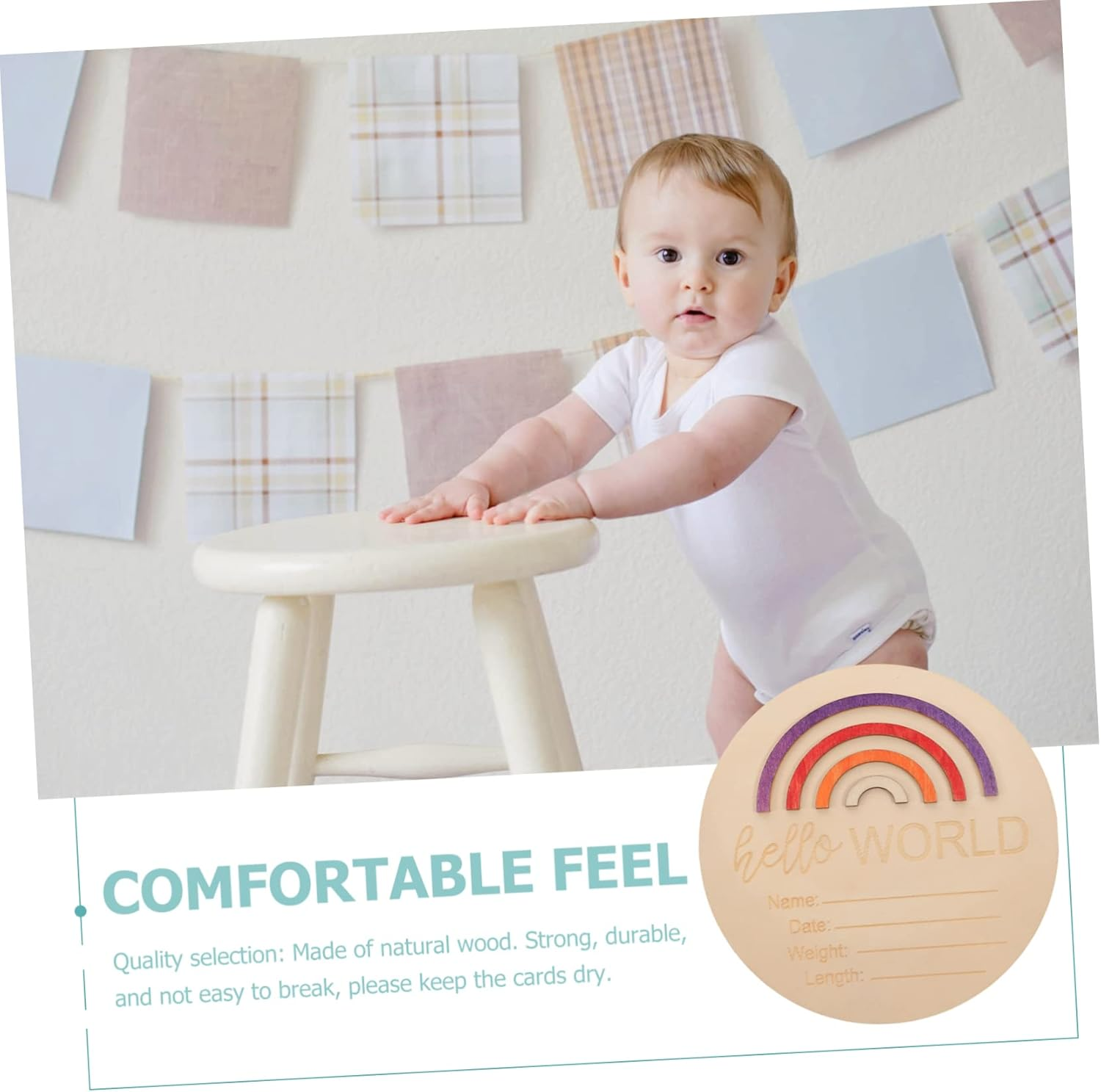 SUPVOX Wooden Milestone Month Cards Announcement Sign Nursery Decor Milestone Monthly Cards for Newborns image number 4